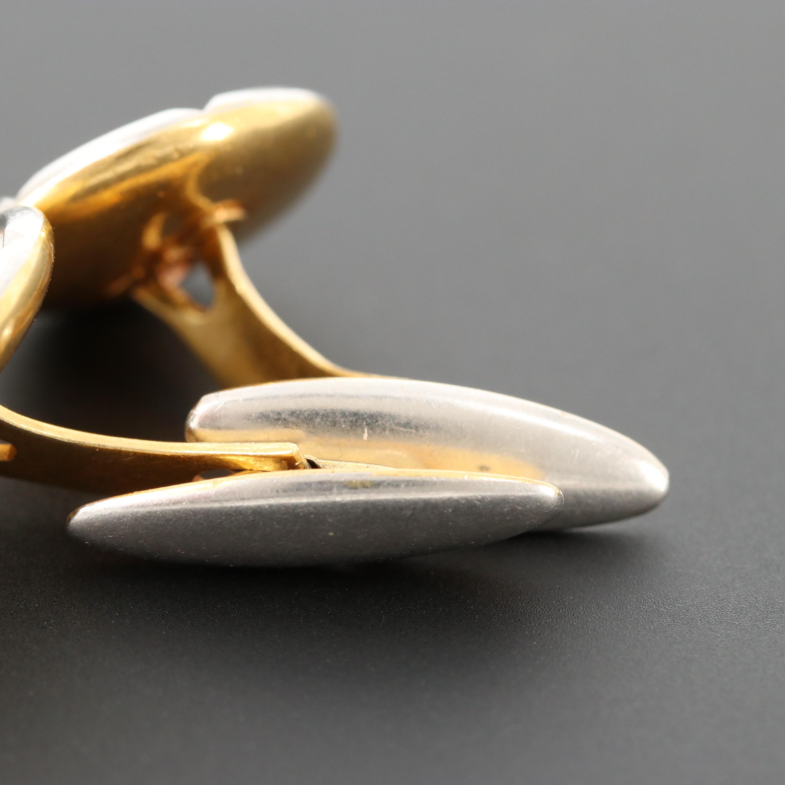 Platinum and 18K Yellow Gold Diamond and Mother of Pearl Cufflinks