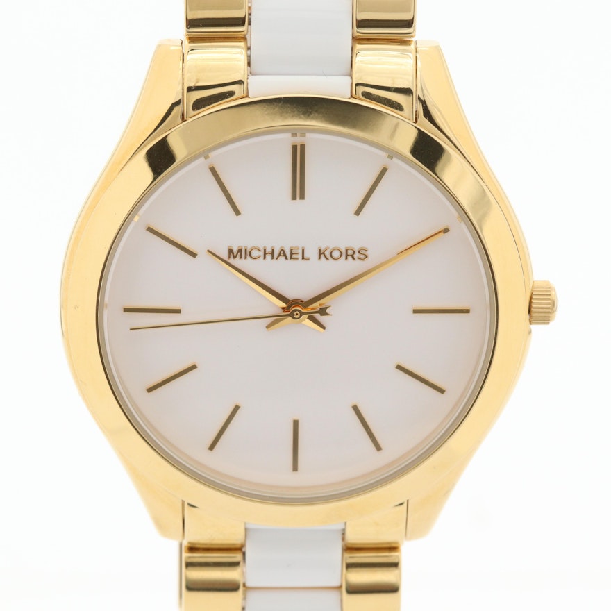 Michael Kors Slim Runway Gold Tone Quartz Wristwatch