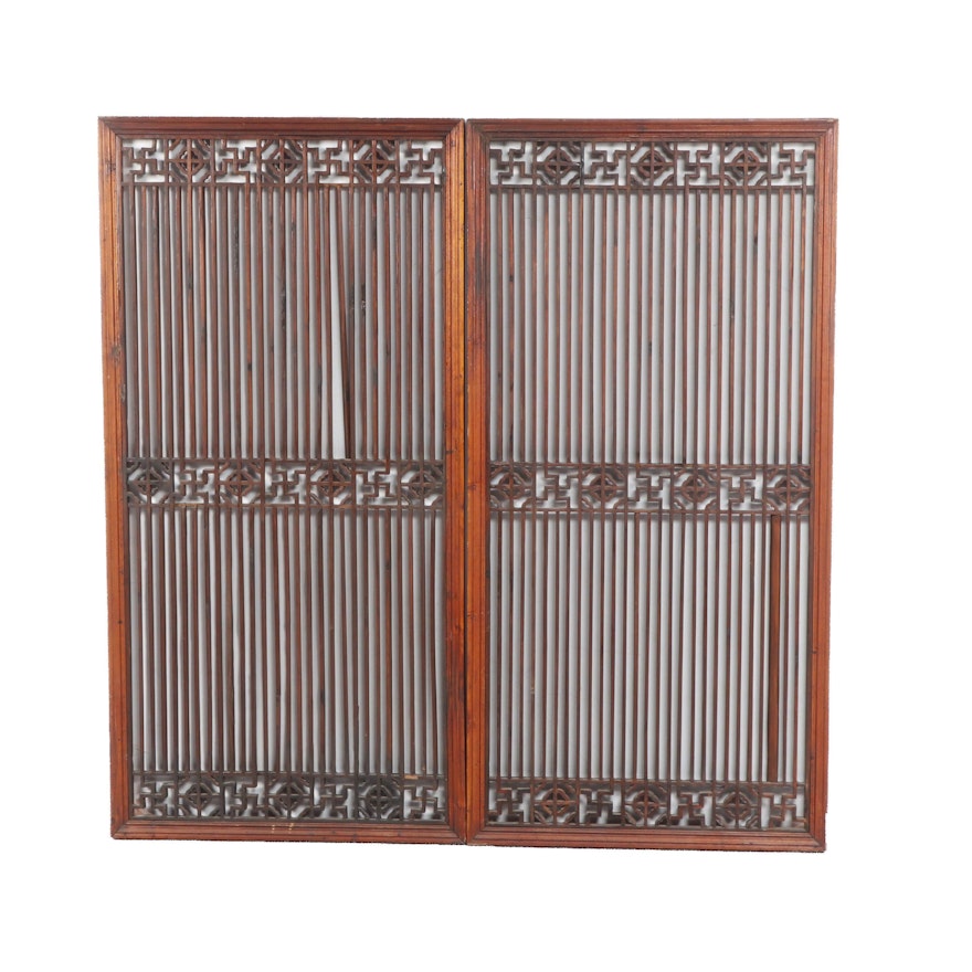 Pair of Small Chinese Style Wooden Panels