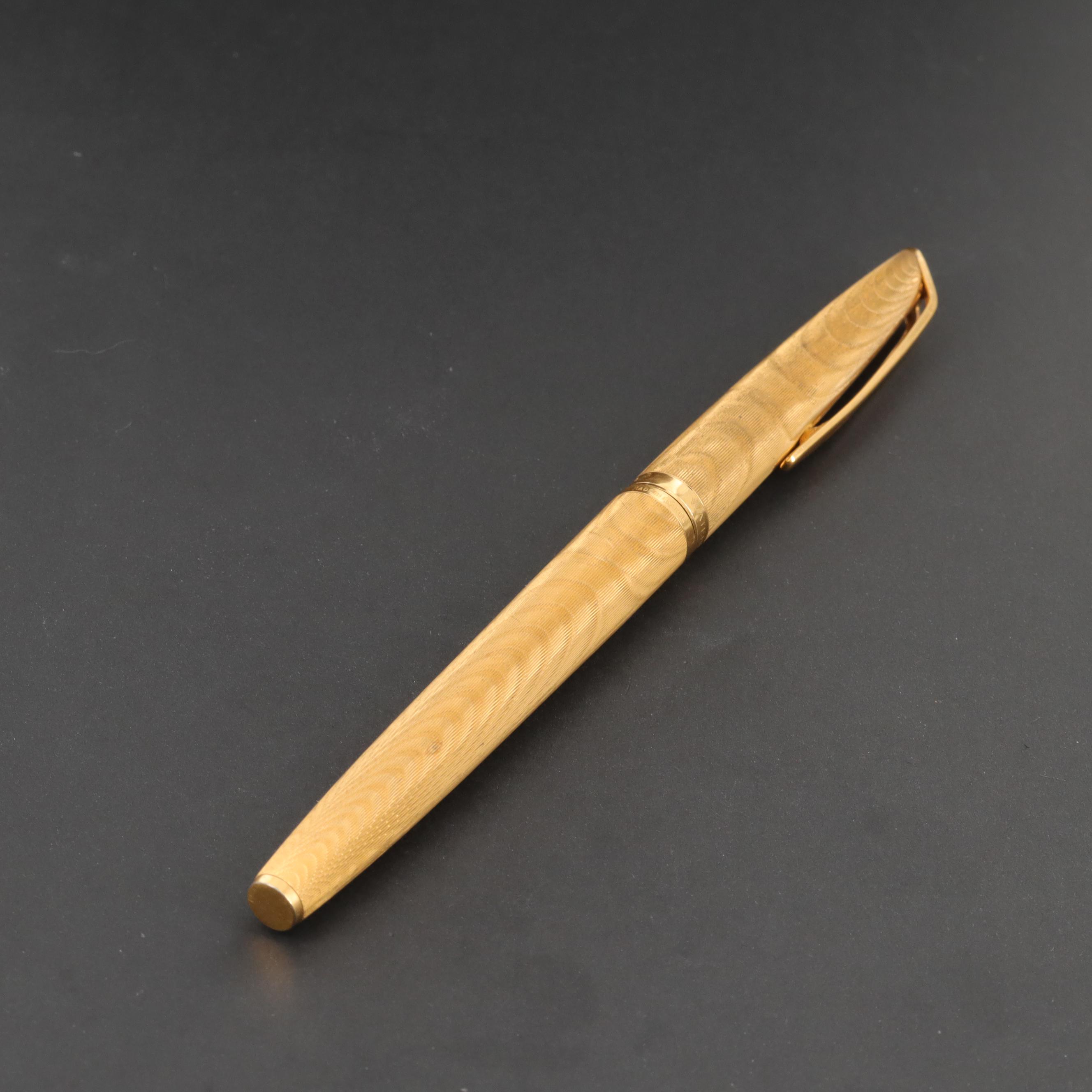 Vintage Waterman Gold Plate Fountain Pen with 18K Nib