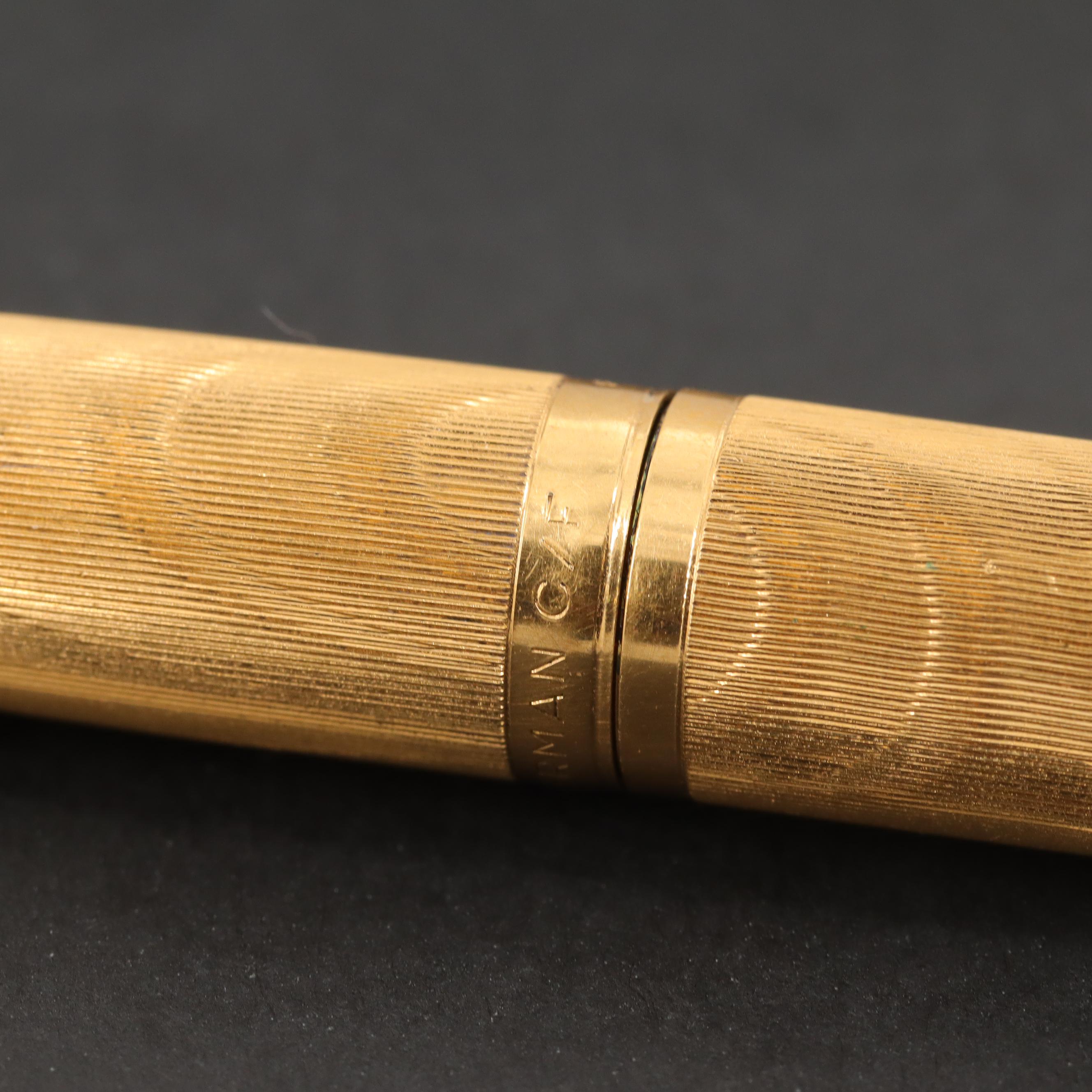 Vintage Waterman Gold Plate Fountain Pen with 18K Nib