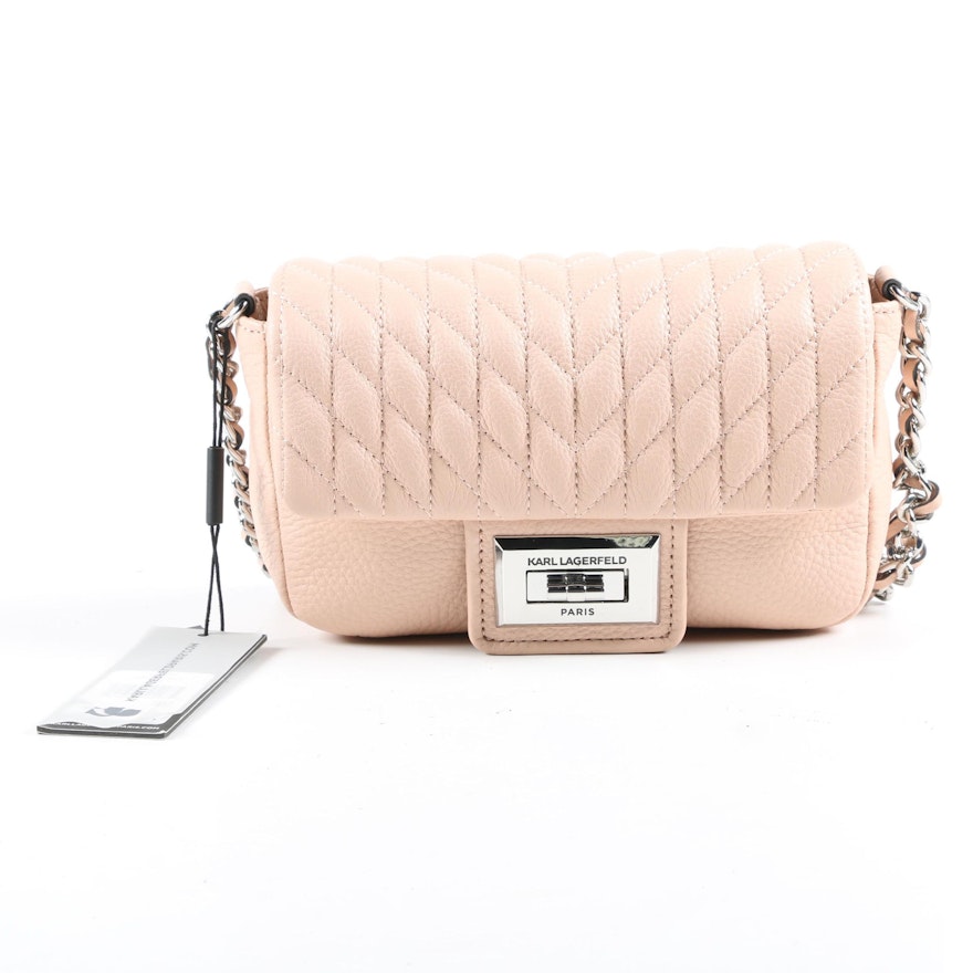 Karl Lagerfeld Paris Agyness Quilted Leather Shoulder Bag in Peony