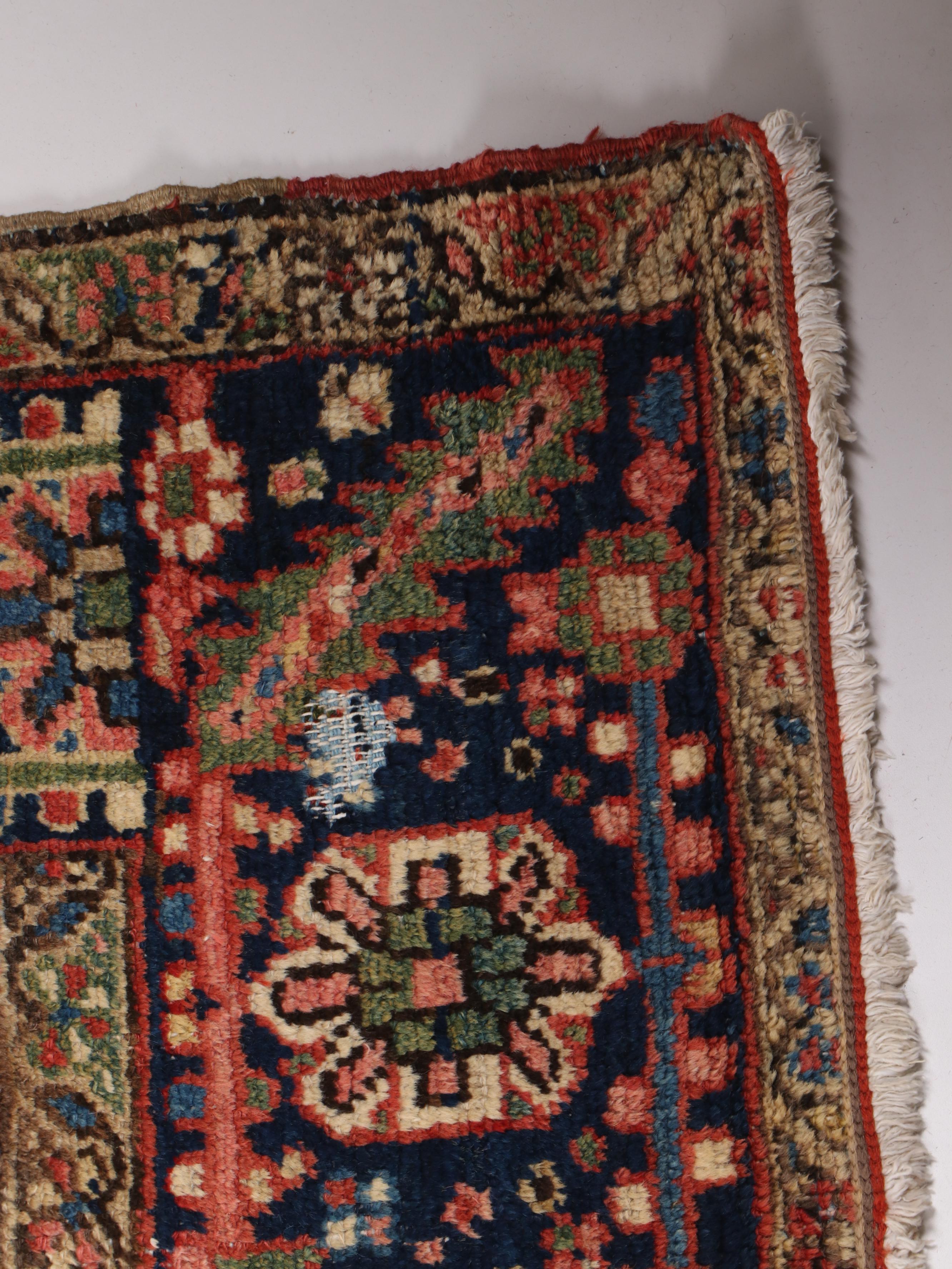 Hand-Knotted Persian Heriz Wool Room Sized Rug, circa 1900