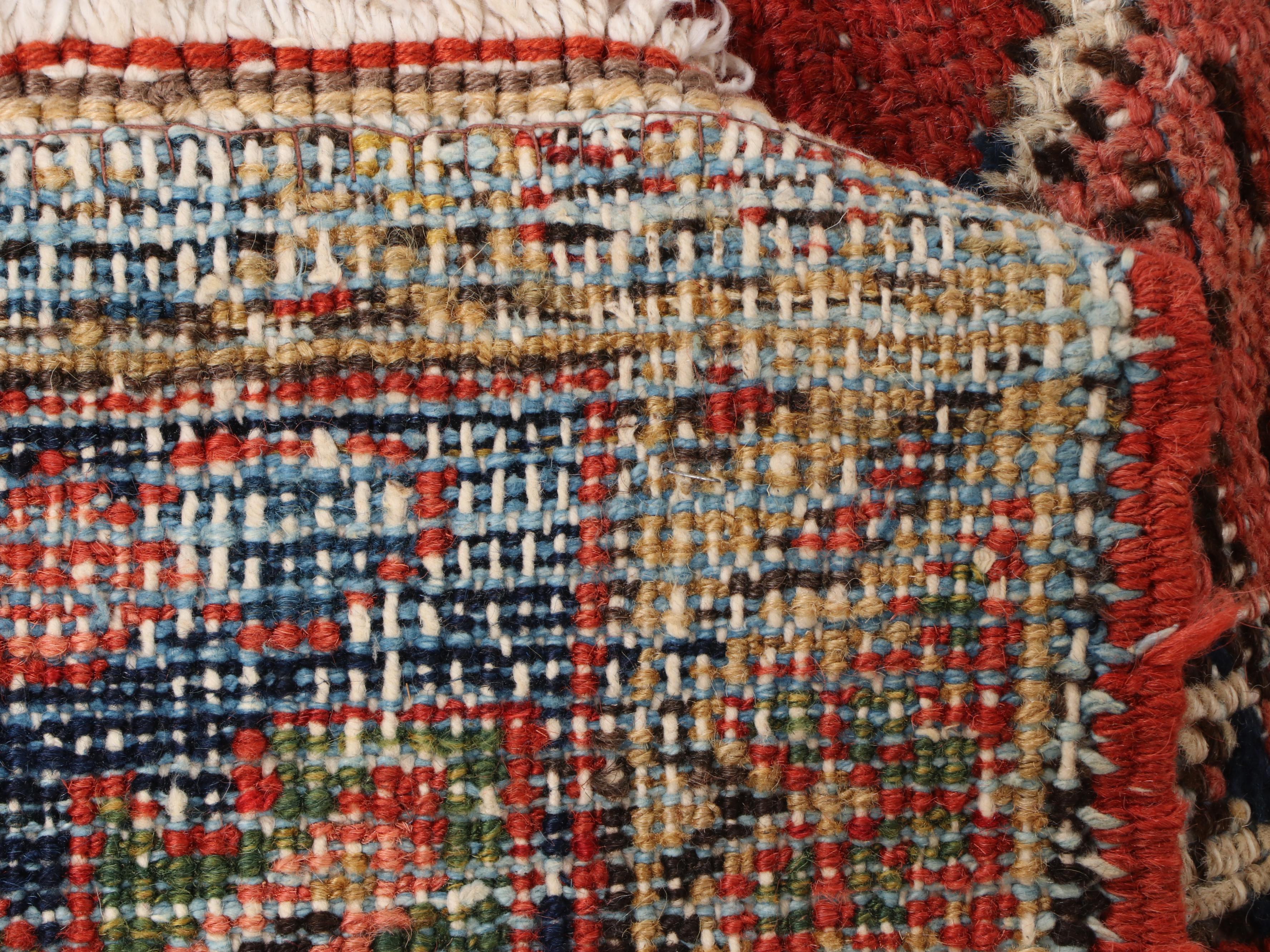 Hand-Knotted Persian Heriz Wool Room Sized Rug, circa 1900