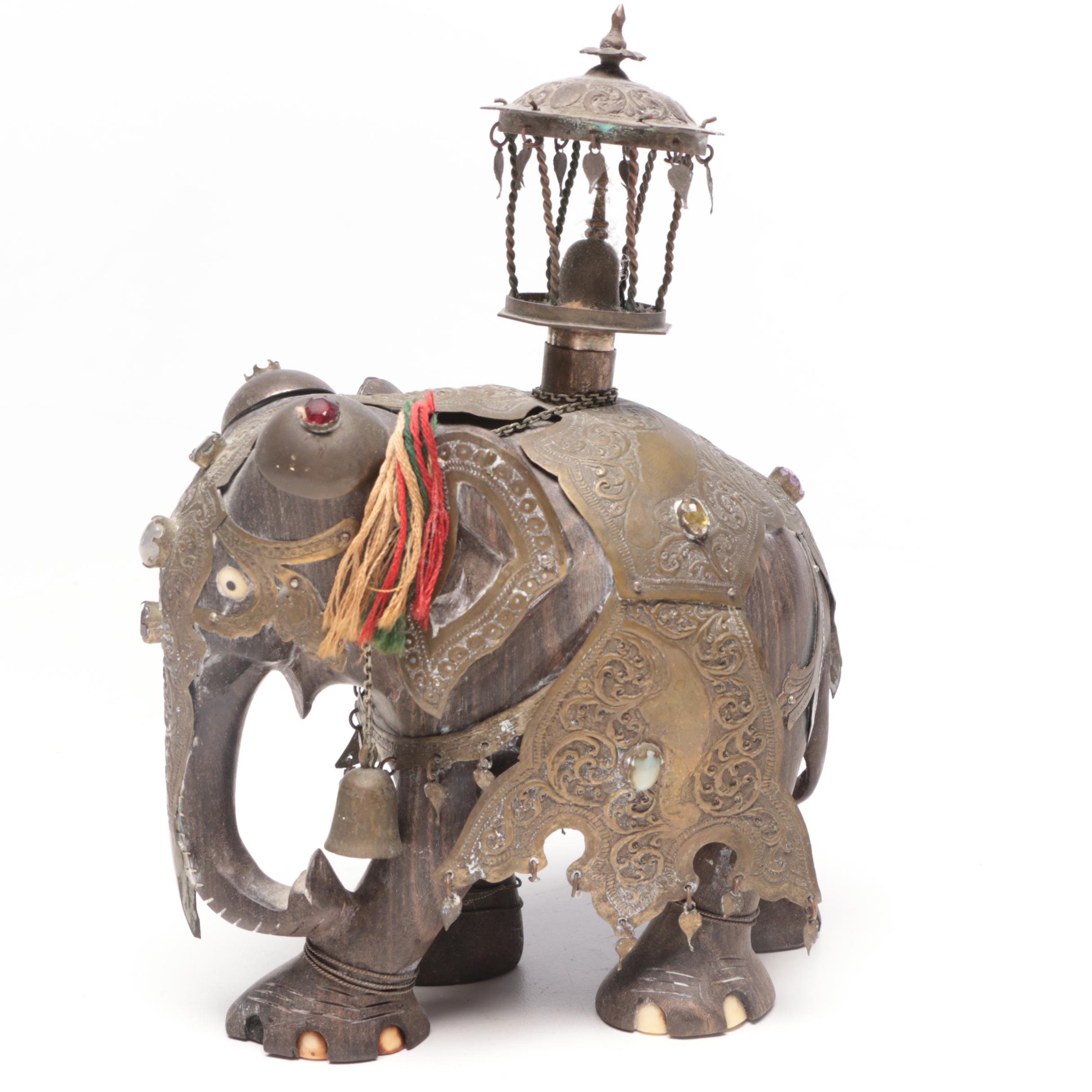Decorative Indian Howdah Elephant with Middle-Eastern Ceremonial Canteen
