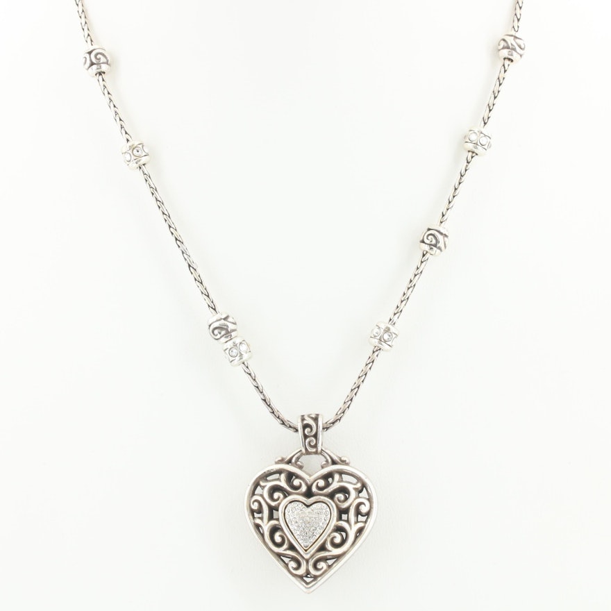 Brighton Heart Pendant Necklace with Station Accents