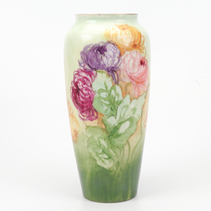 Aetna Limoges Hand Painted Porcelain Vase, Mid to Late 20th Century