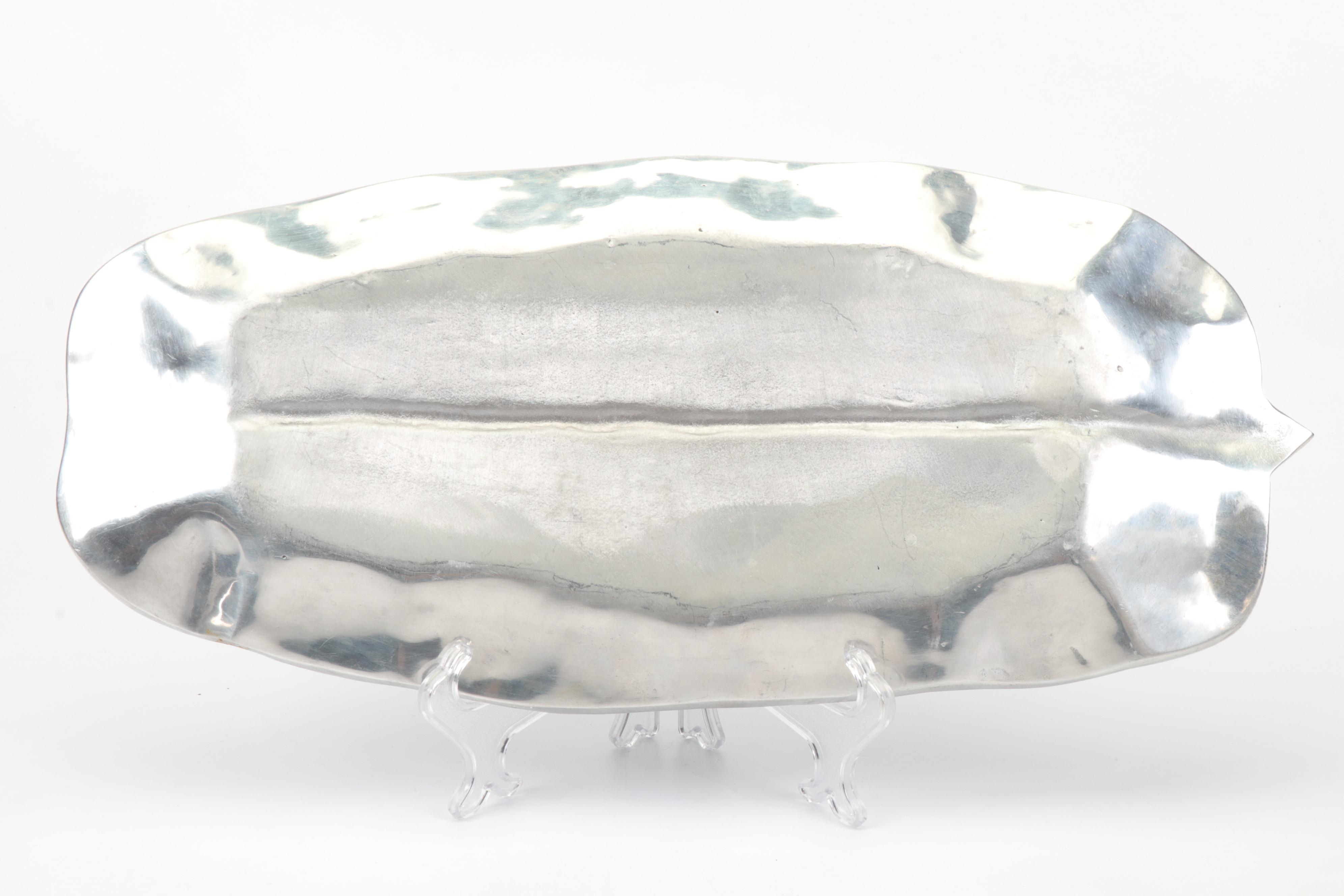 Metal Alloy Leaf Trays with Arthur Court Fish Tray, 1980s