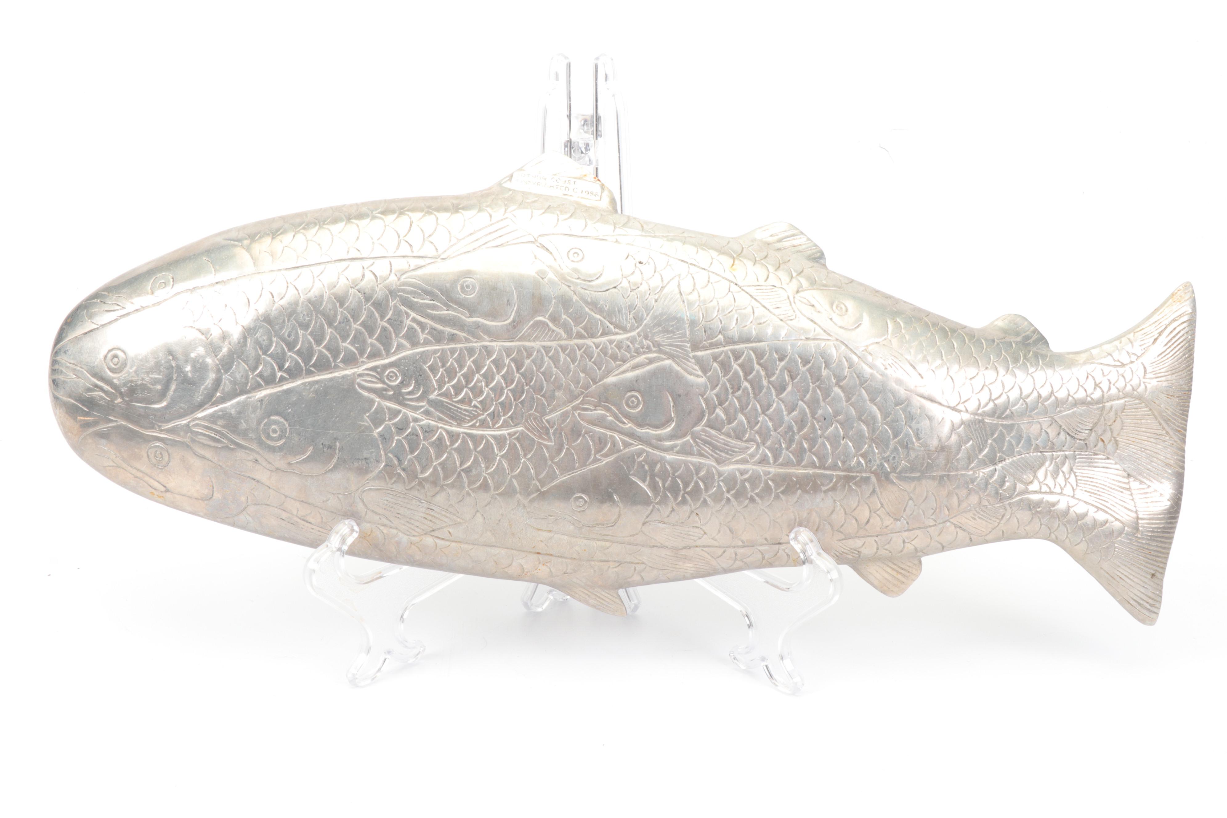 Metal Alloy Leaf Trays with Arthur Court Fish Tray, 1980s