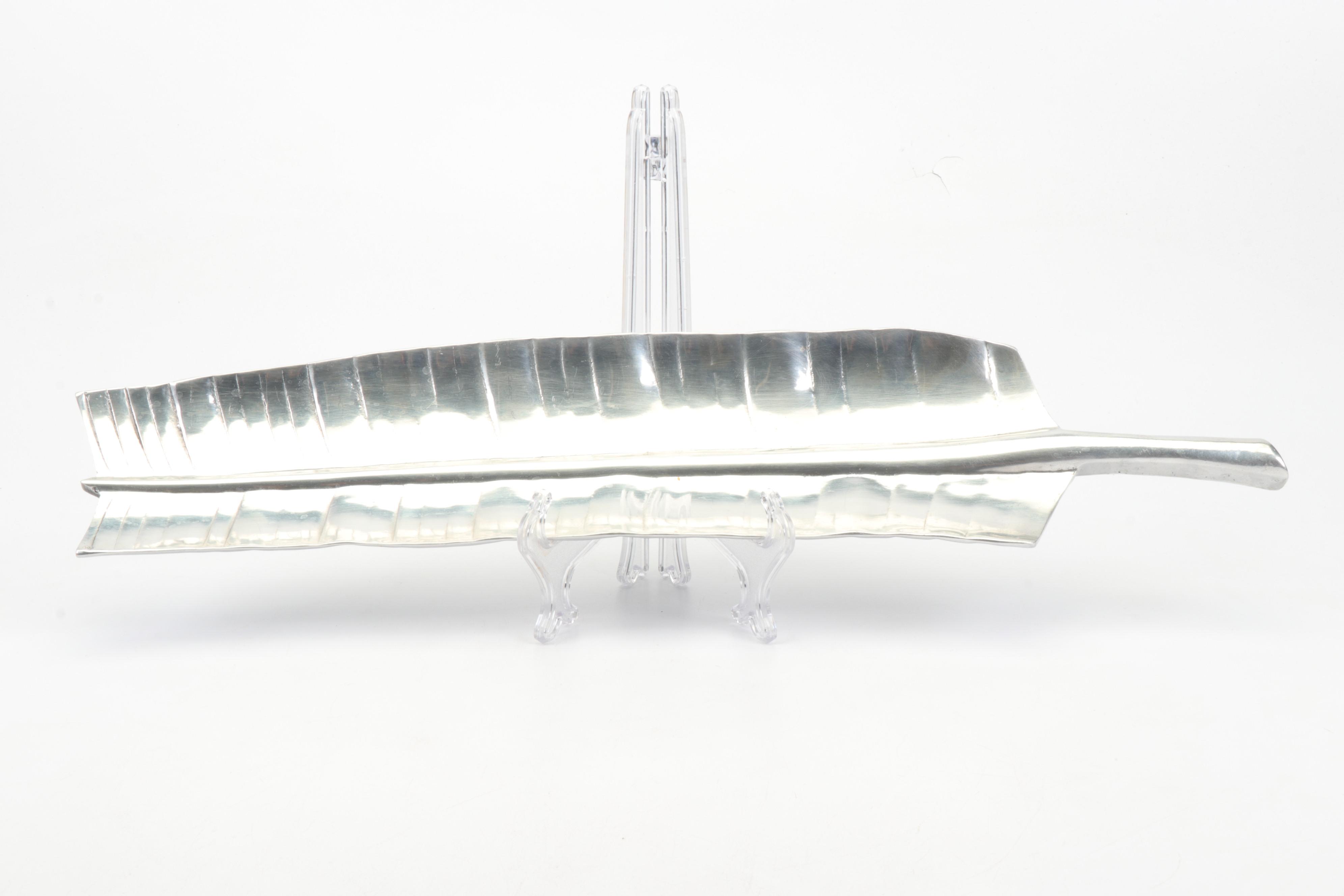 Metal Alloy Leaf Trays with Arthur Court Fish Tray, 1980s