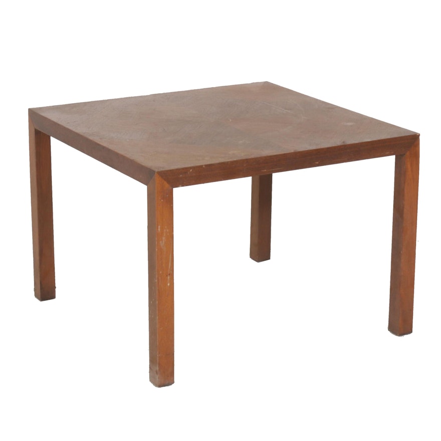 Parquet Top Accent Table and Caned Seat Side Chair