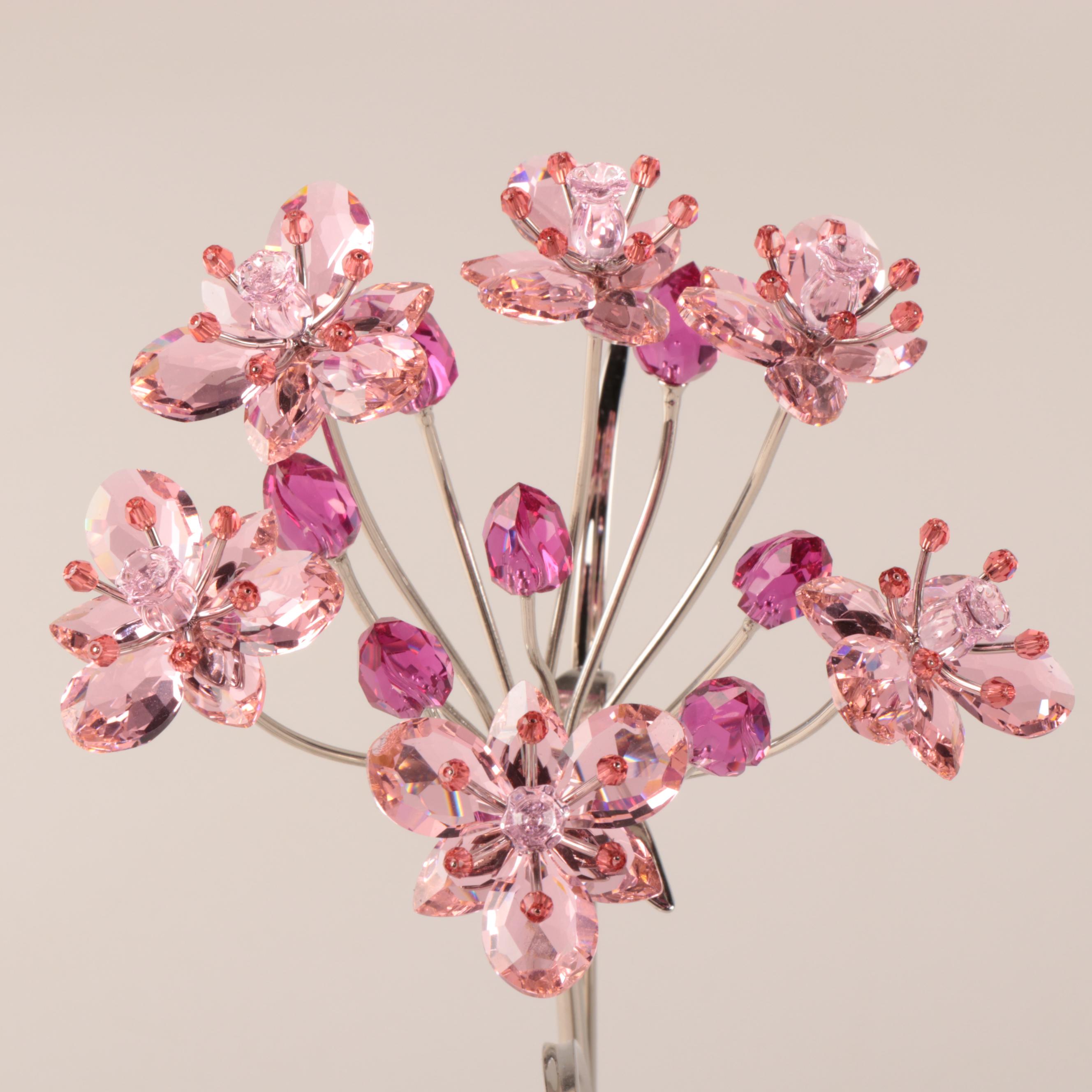 Swarovski Crystal Flower Figurines with Blue "Starlet" Picture Frame and Mirror