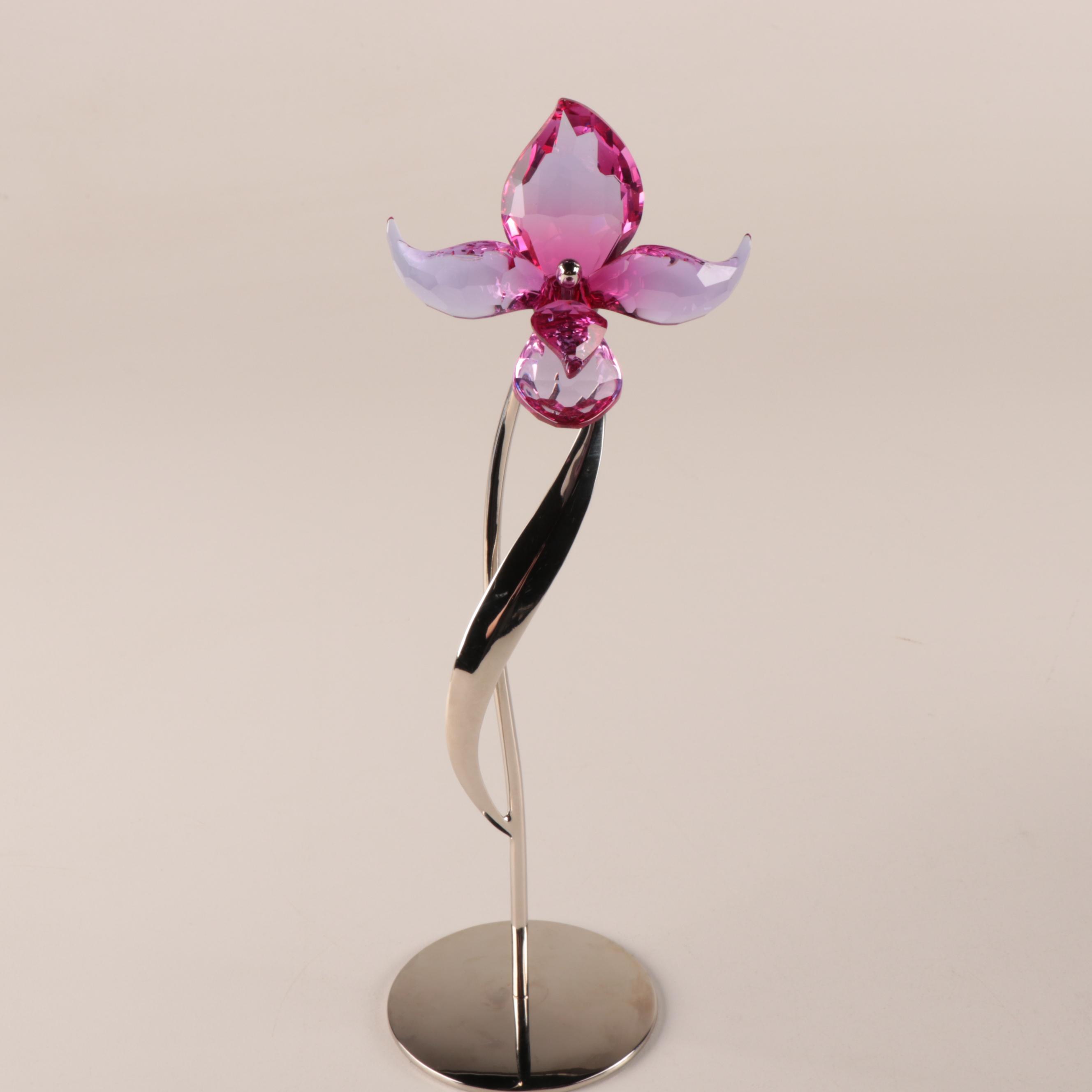 Swarovski Crystal Flower Figurines with Blue "Starlet" Picture Frame and Mirror