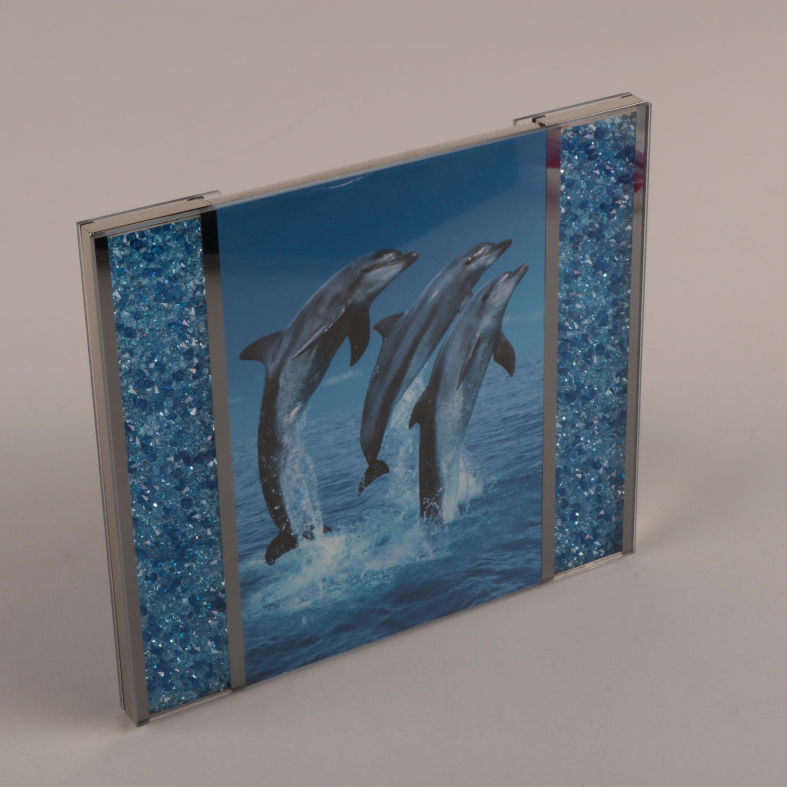 Swarovski Crystal Flower Figurines with Blue "Starlet" Picture Frame and Mirror