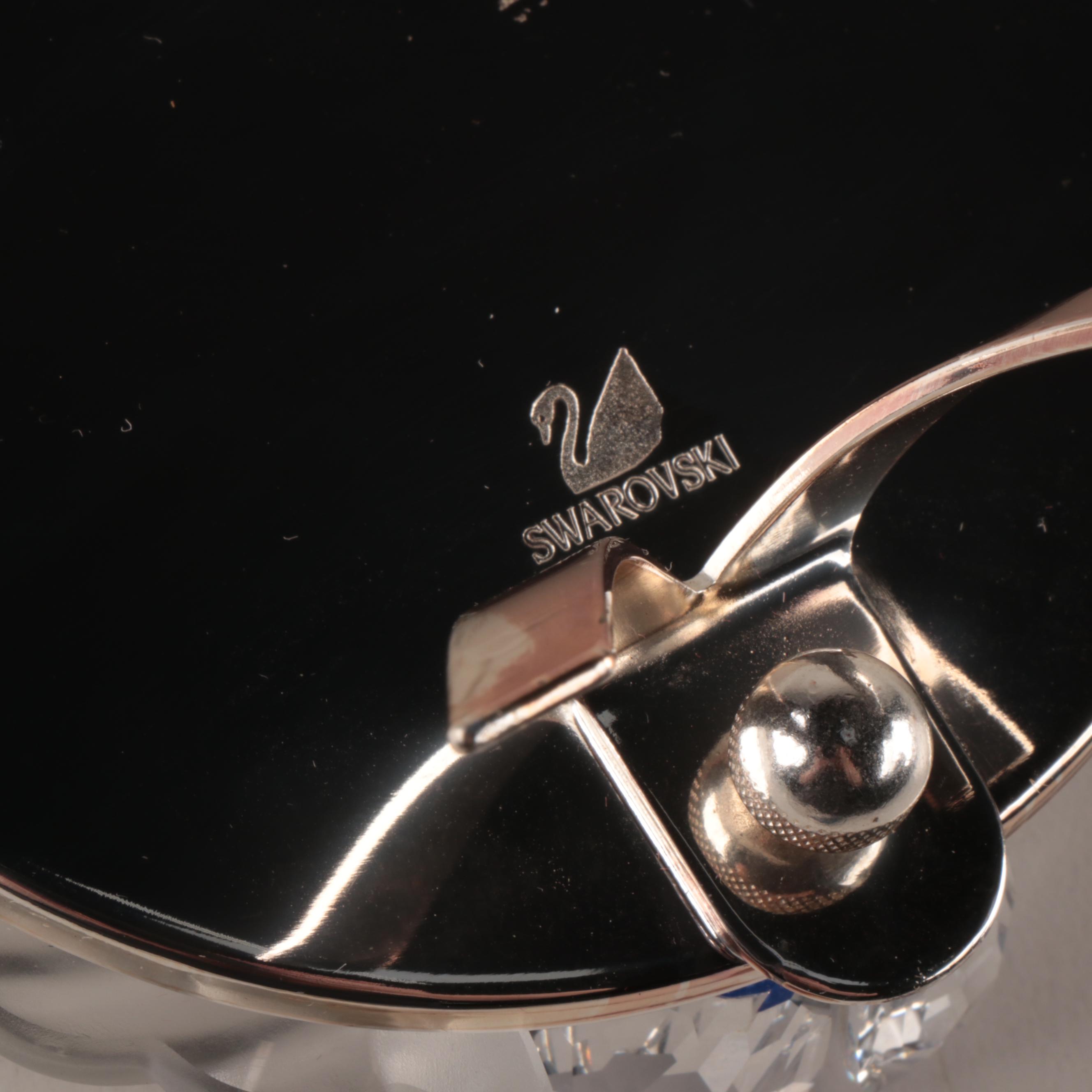 Swarovski Crystal Flower Figurines with Blue "Starlet" Picture Frame and Mirror