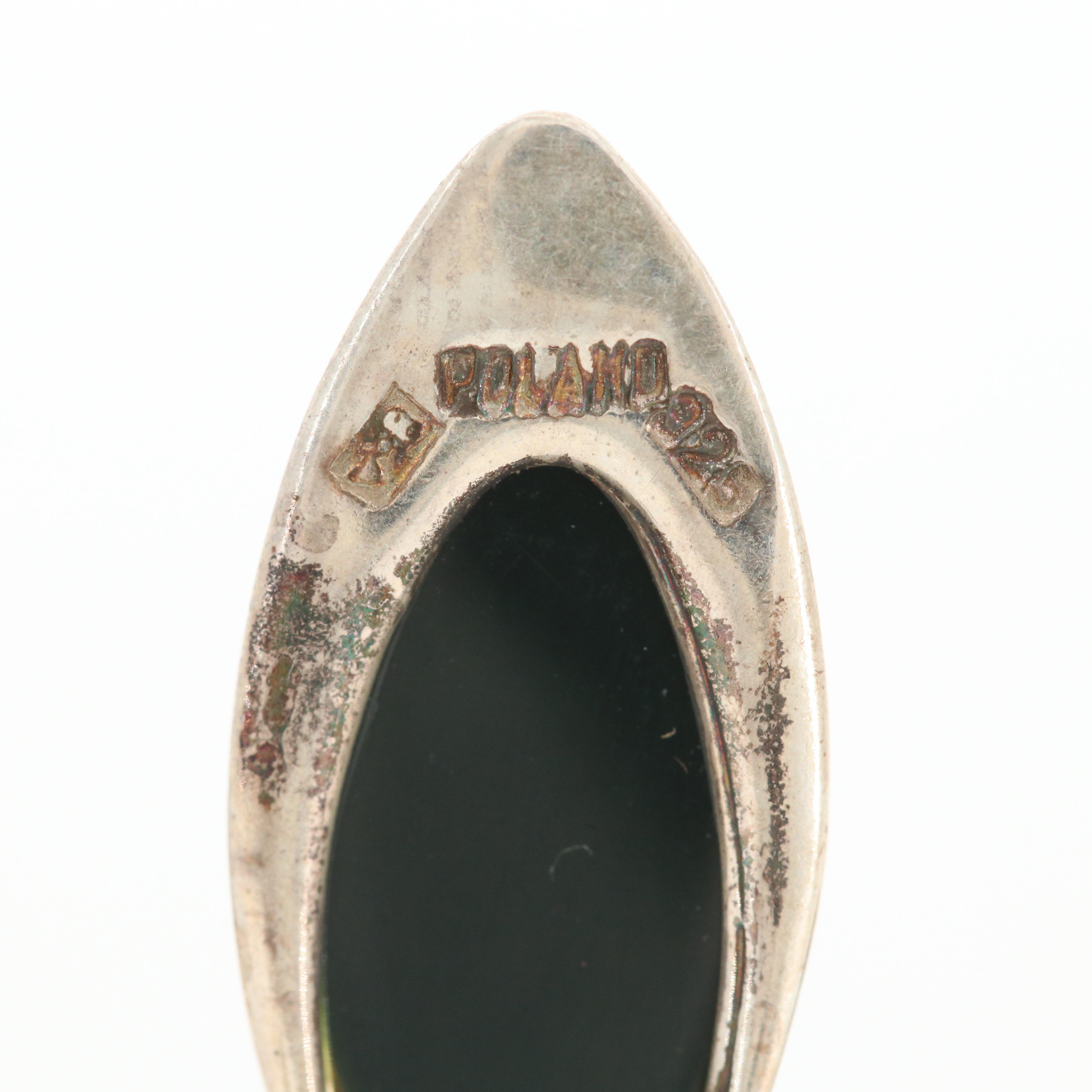 Polish Sterling Silver Amber Link Bracelet with Matching Drop Earrings