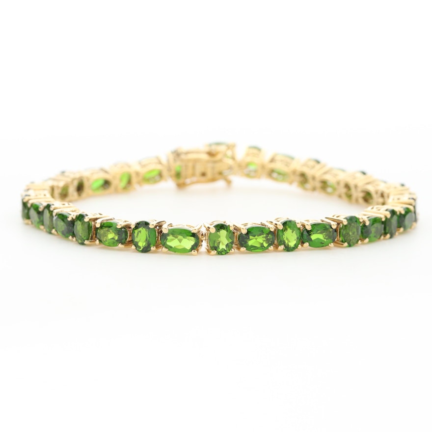 Sterling Silver Diopside Line Bracelet