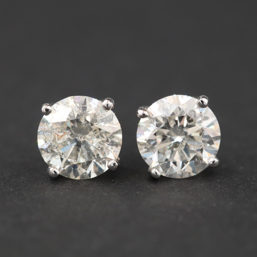 14K White Gold 1.35 CTW Diamond Stud Earrings