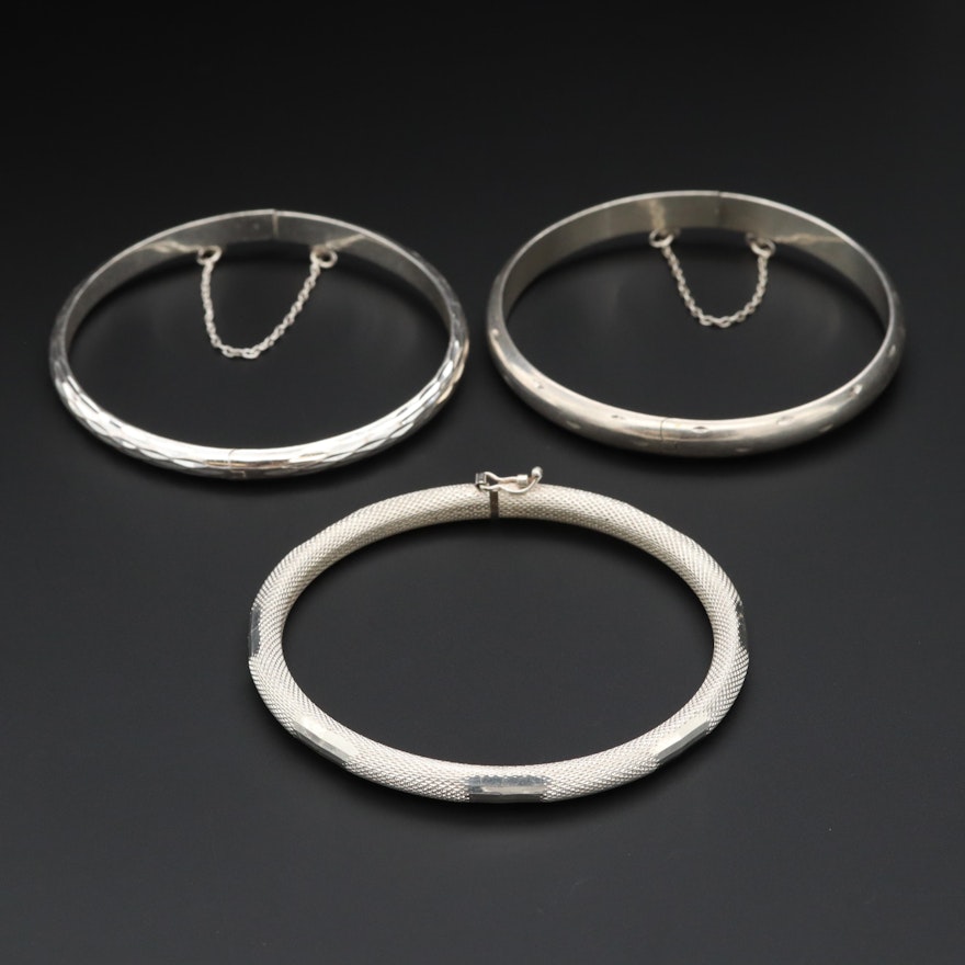 Sterling Silver Engraved Bangle Bracelets