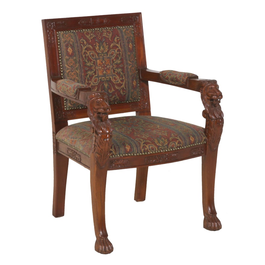 Renaissance Revival Style Mahogany Chair, Mid to Late 20th Century