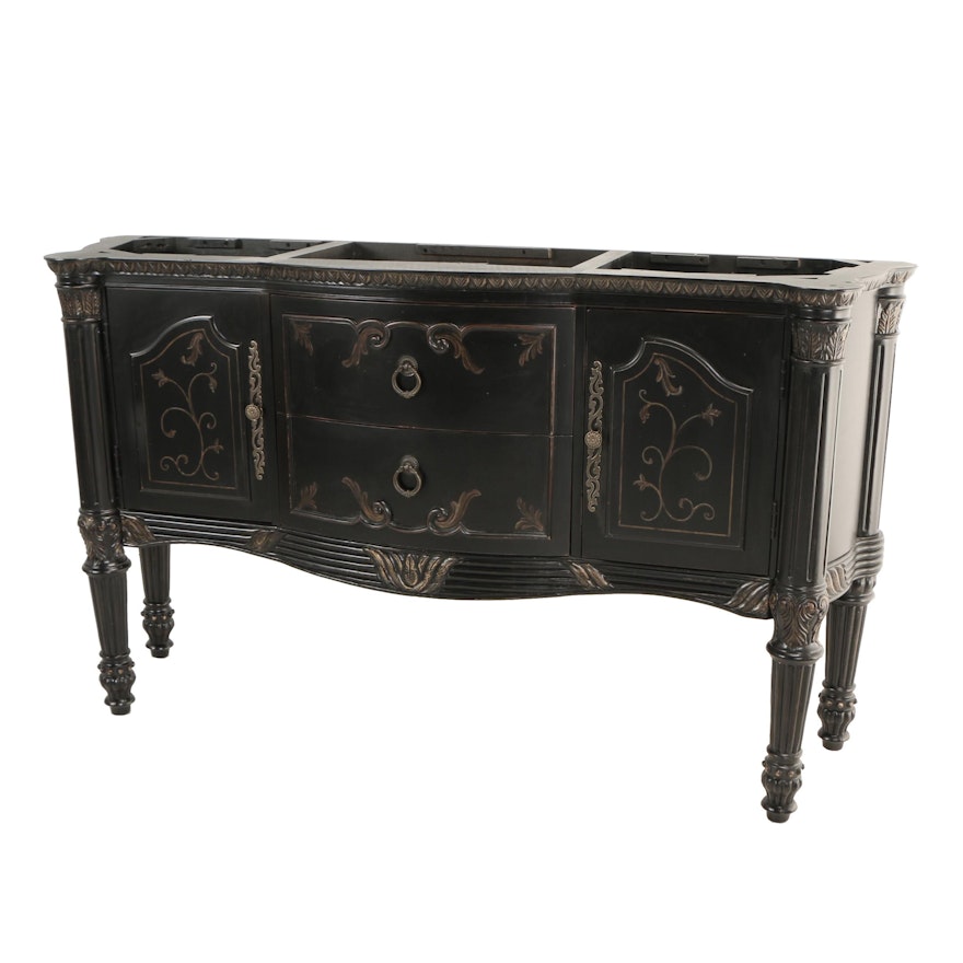 A.R.T. Furniture, Louis XVI Style Ebonized and Polychromed-Decorated Sideboard