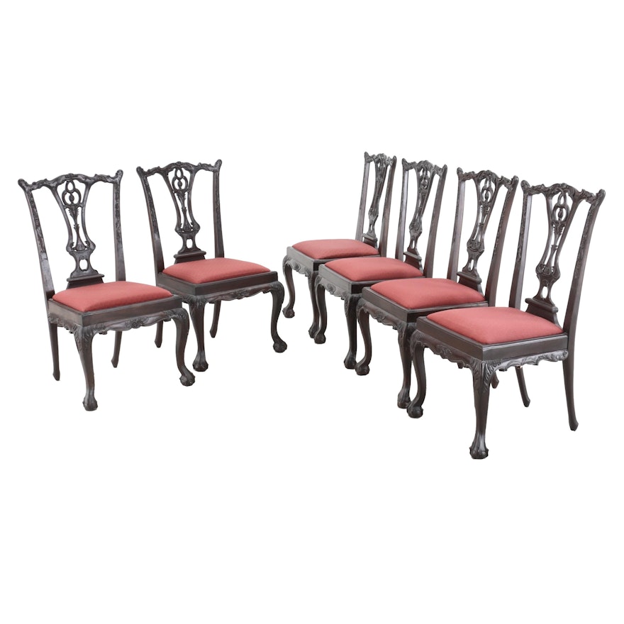 Chippendale Style Wooden Dining Chairs, Late 20th Century