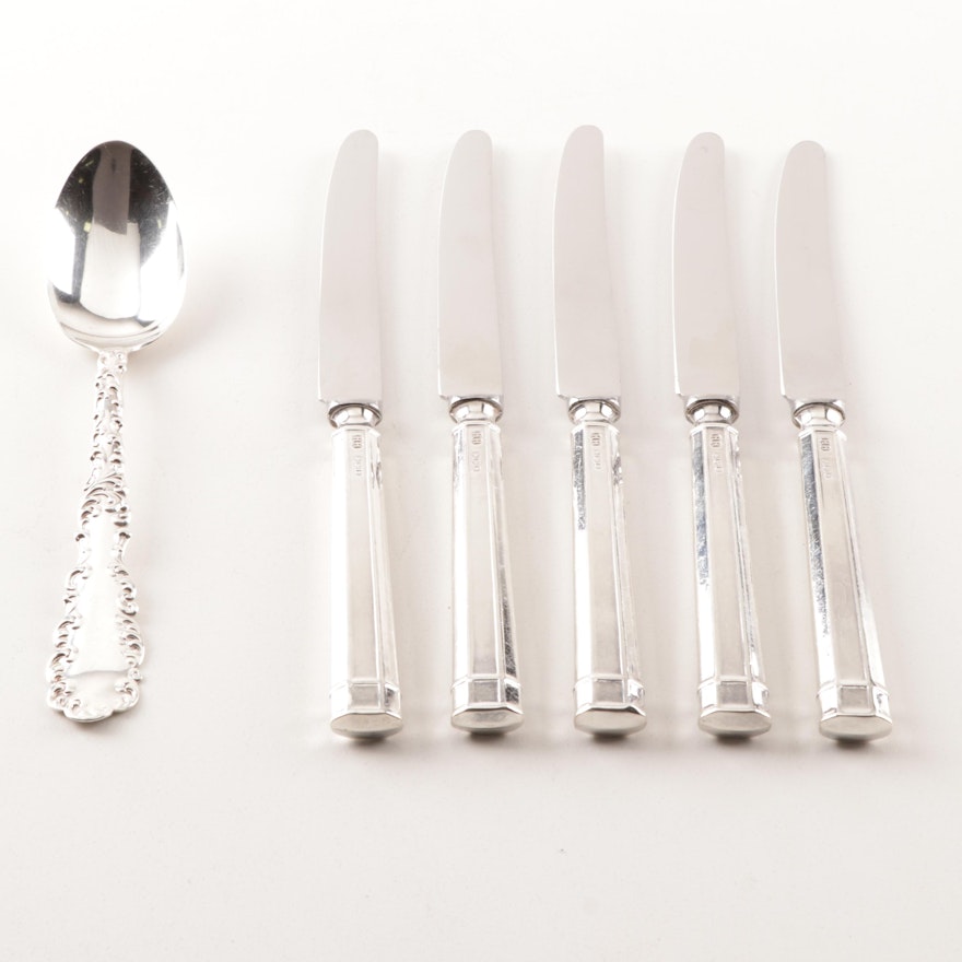 Sterling Silver Handled Harrison Bros & Howson Fruit Knives and Wallace Teaspoon