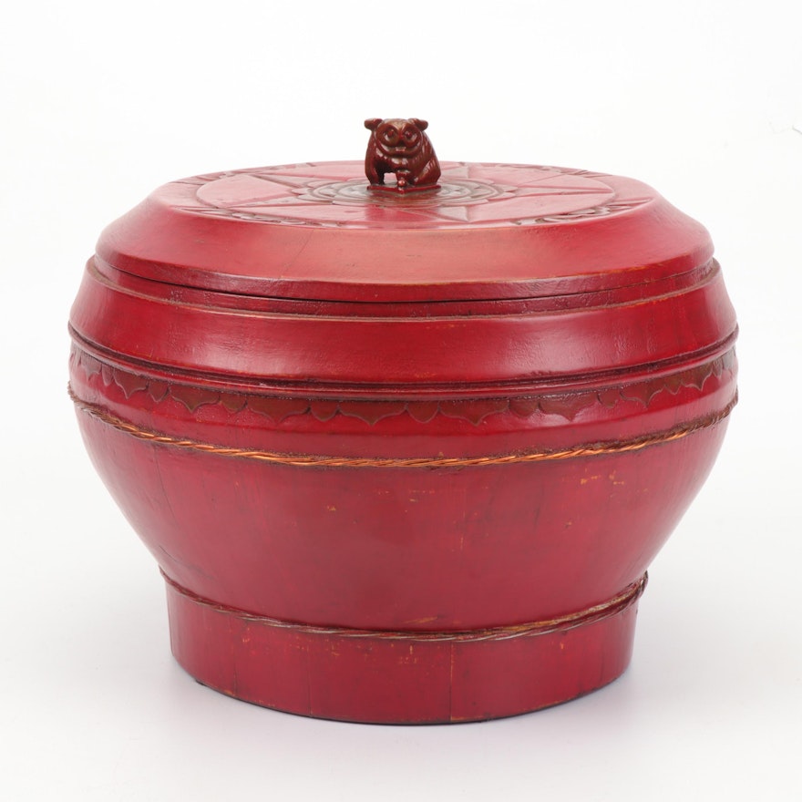 Chinese Red Lacquered Wooden Box