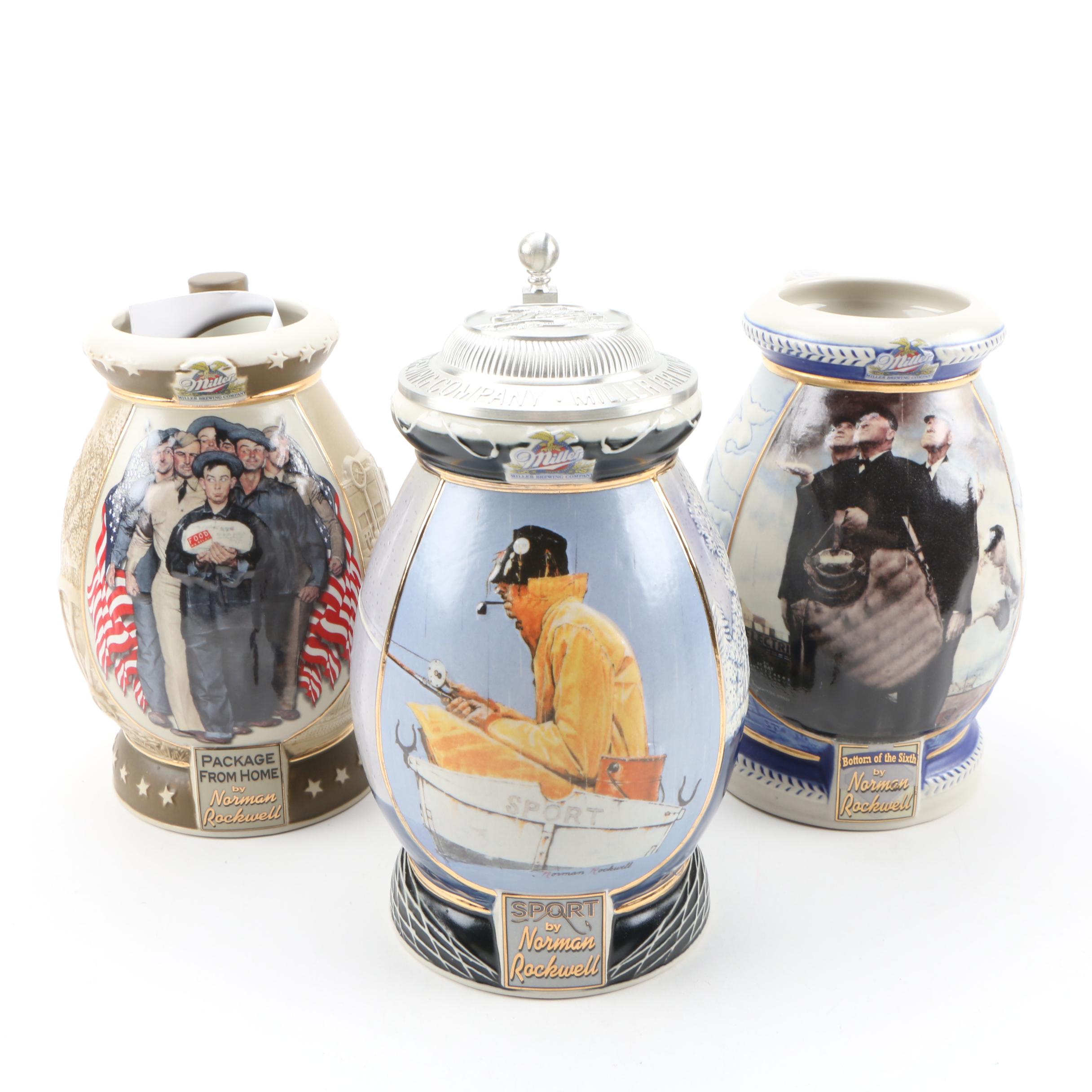 Miller The Saturday Evening Post Collection Beer Steins with Norman Rockwell Art