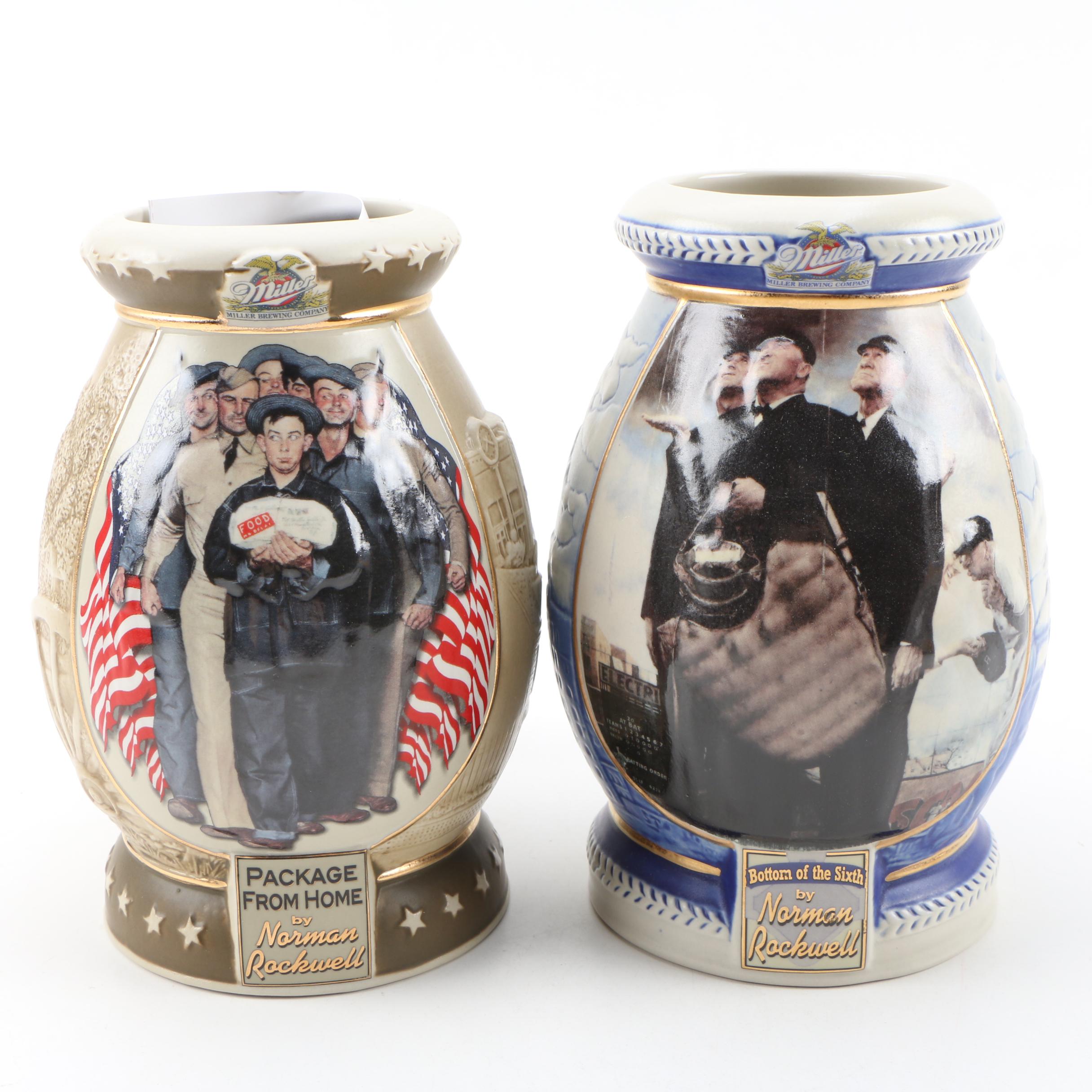 Miller The Saturday Evening Post Collection Beer Steins with Norman Rockwell Art