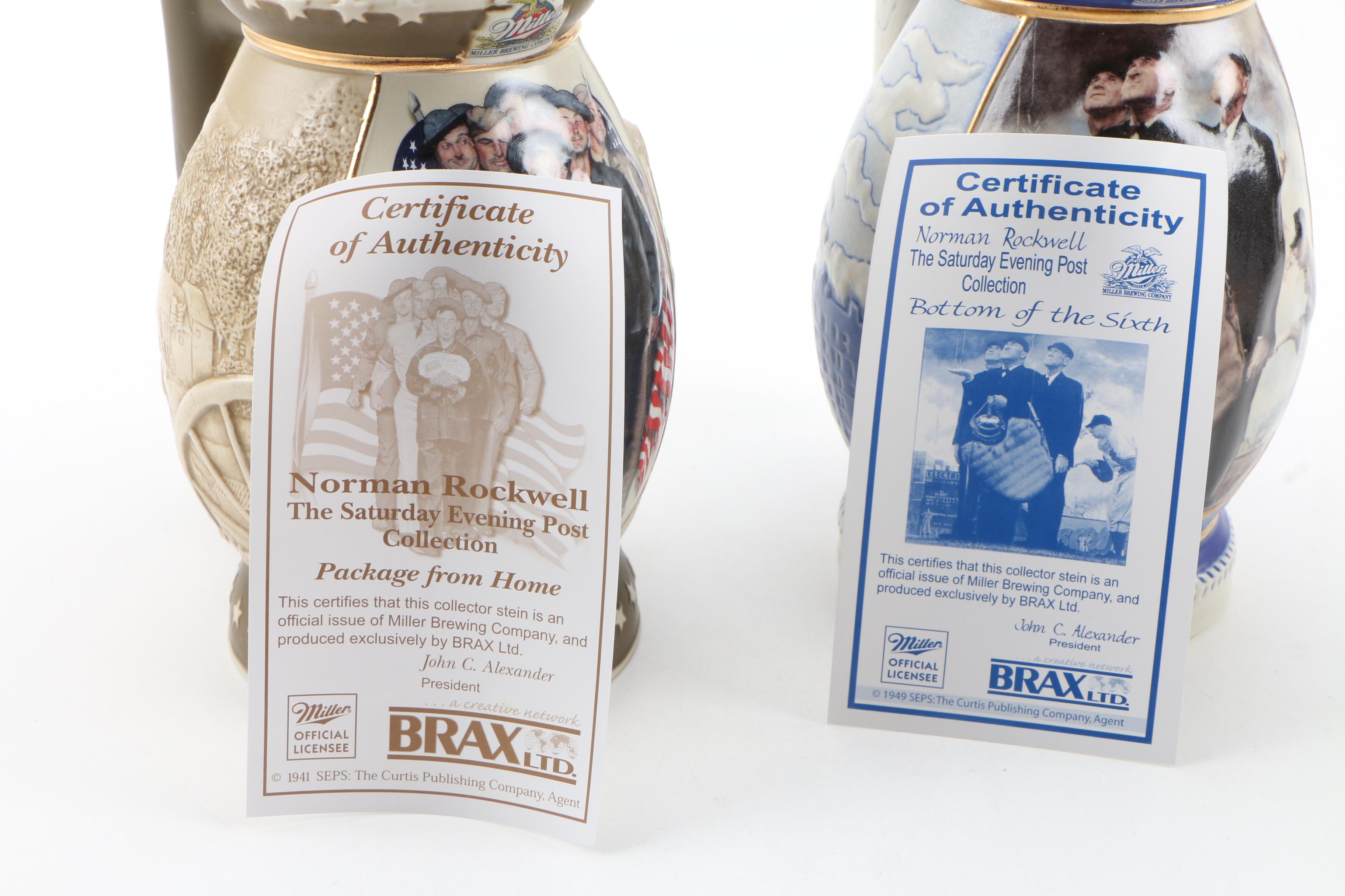 Miller The Saturday Evening Post Collection Beer Steins with Norman Rockwell Art