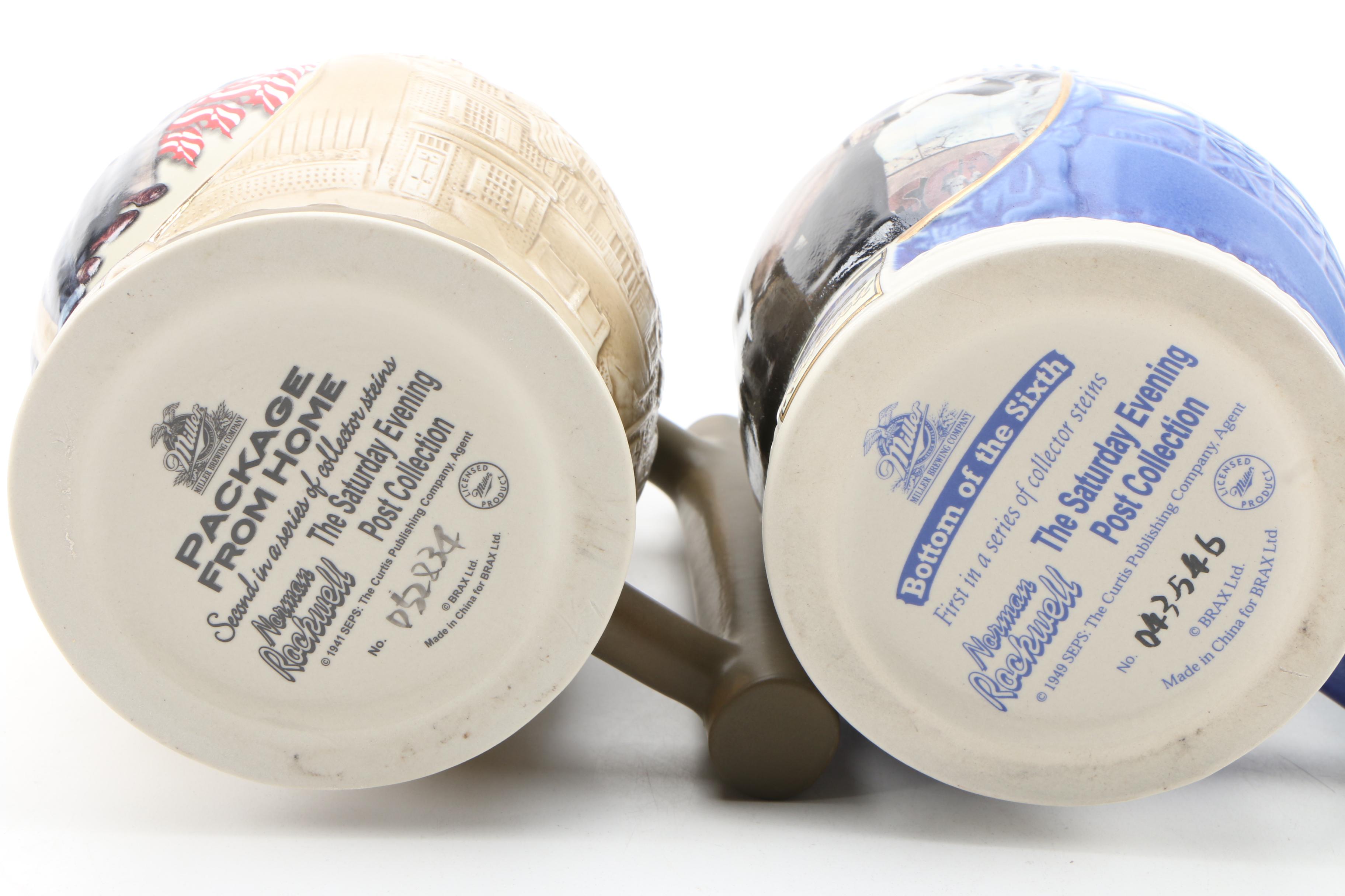 Miller The Saturday Evening Post Collection Beer Steins with Norman Rockwell Art