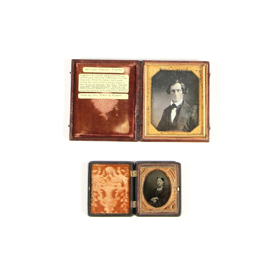 Daguerreotype and Tintype Portraits in Leather and Brass Cases, 19th Century