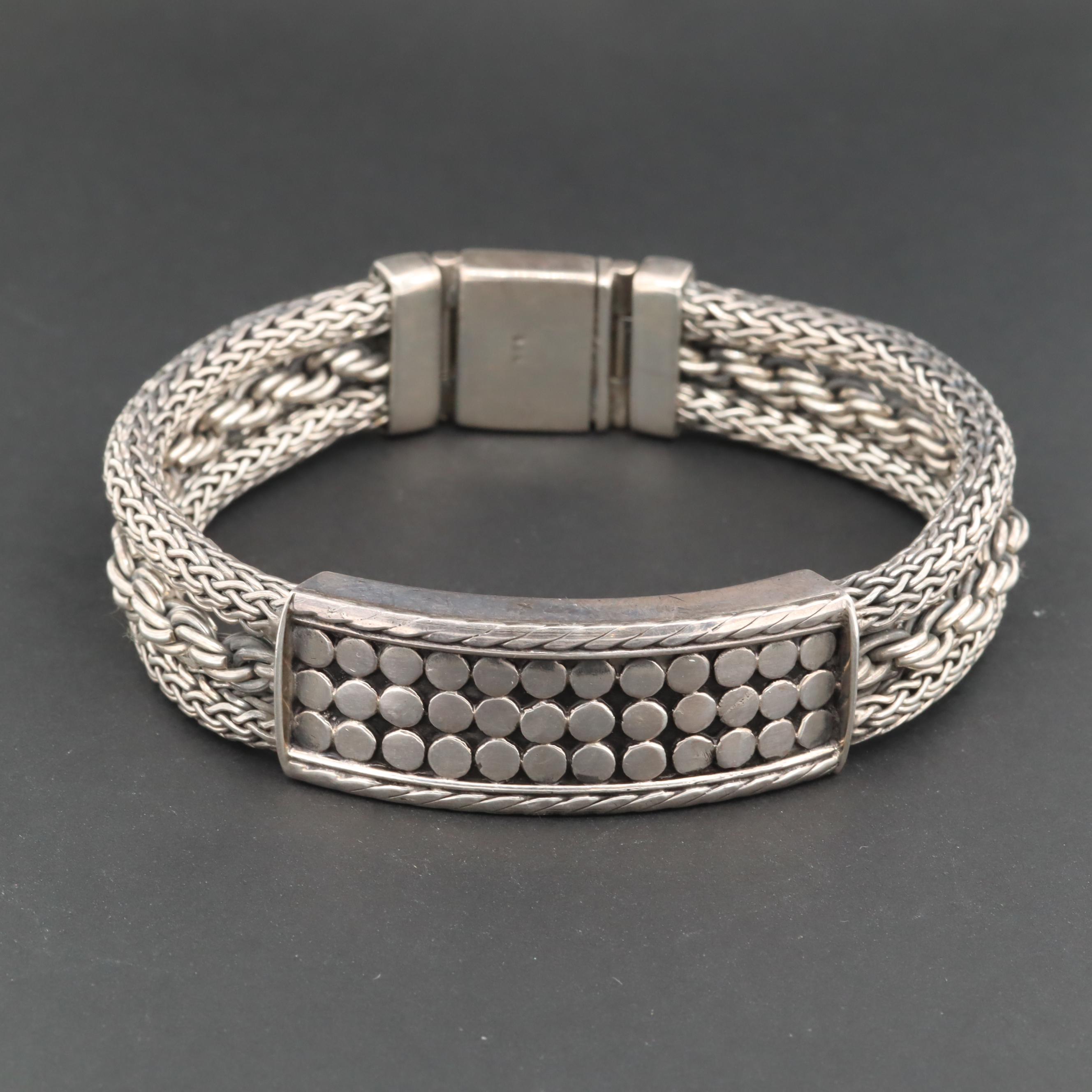 Sterling Silver Foxtail Dot Motif Bracelet