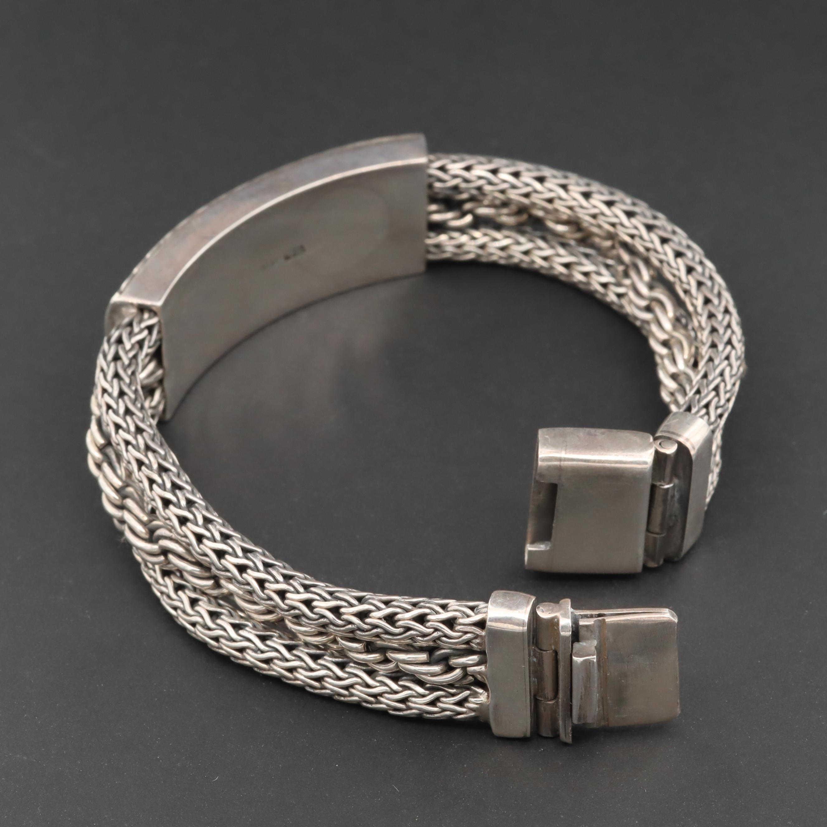 Sterling Silver Foxtail Dot Motif Bracelet