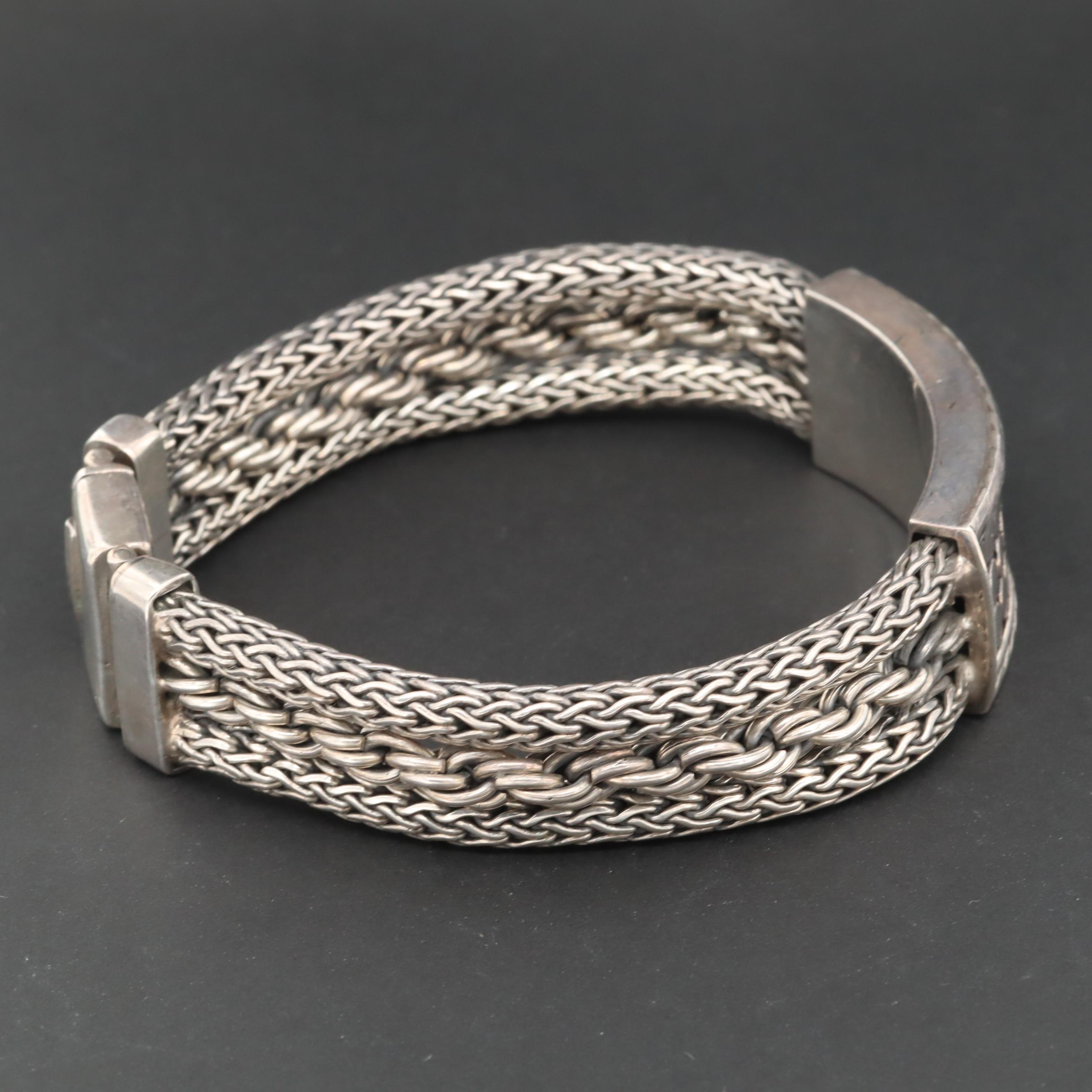 Sterling Silver Foxtail Dot Motif Bracelet