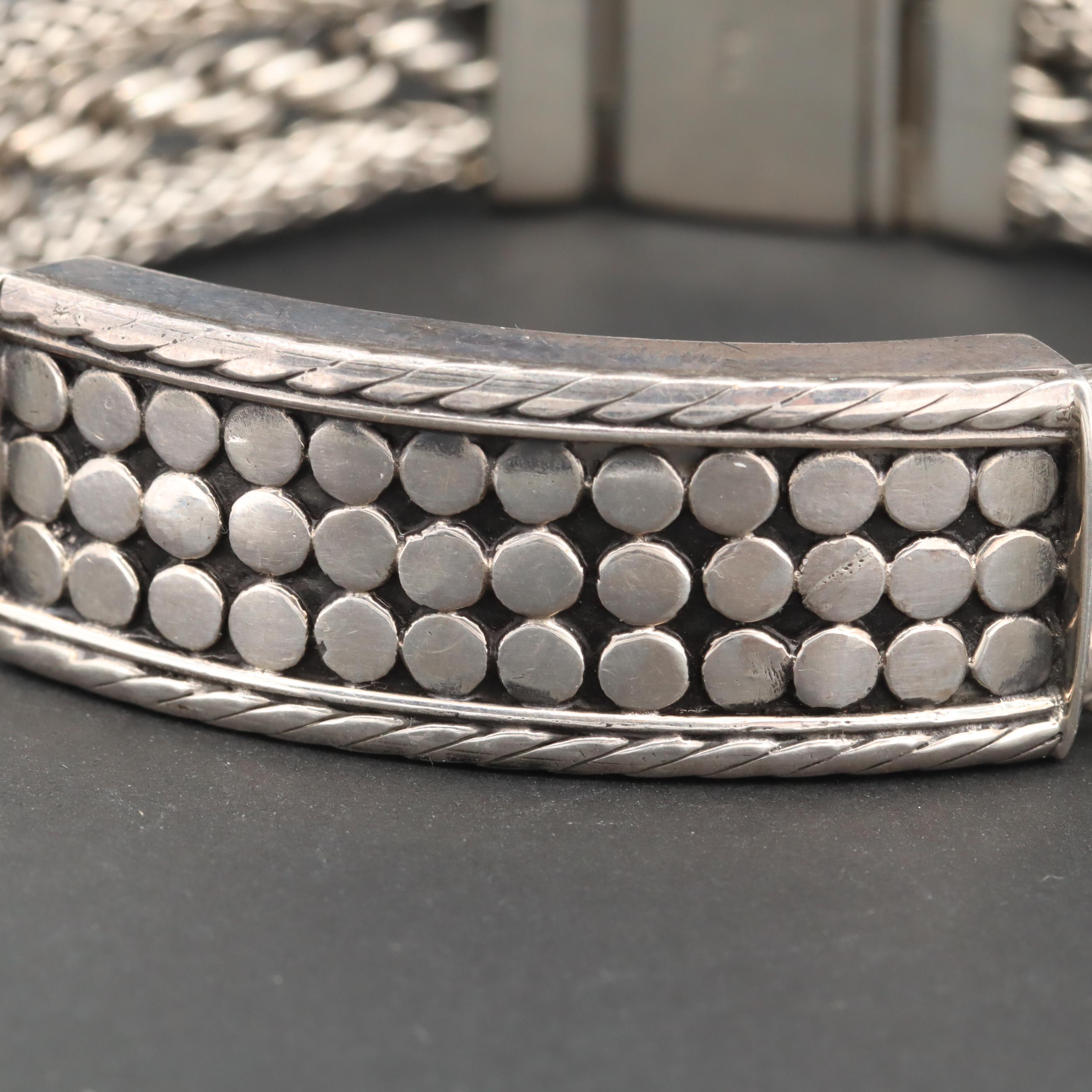 Sterling Silver Foxtail Dot Motif Bracelet