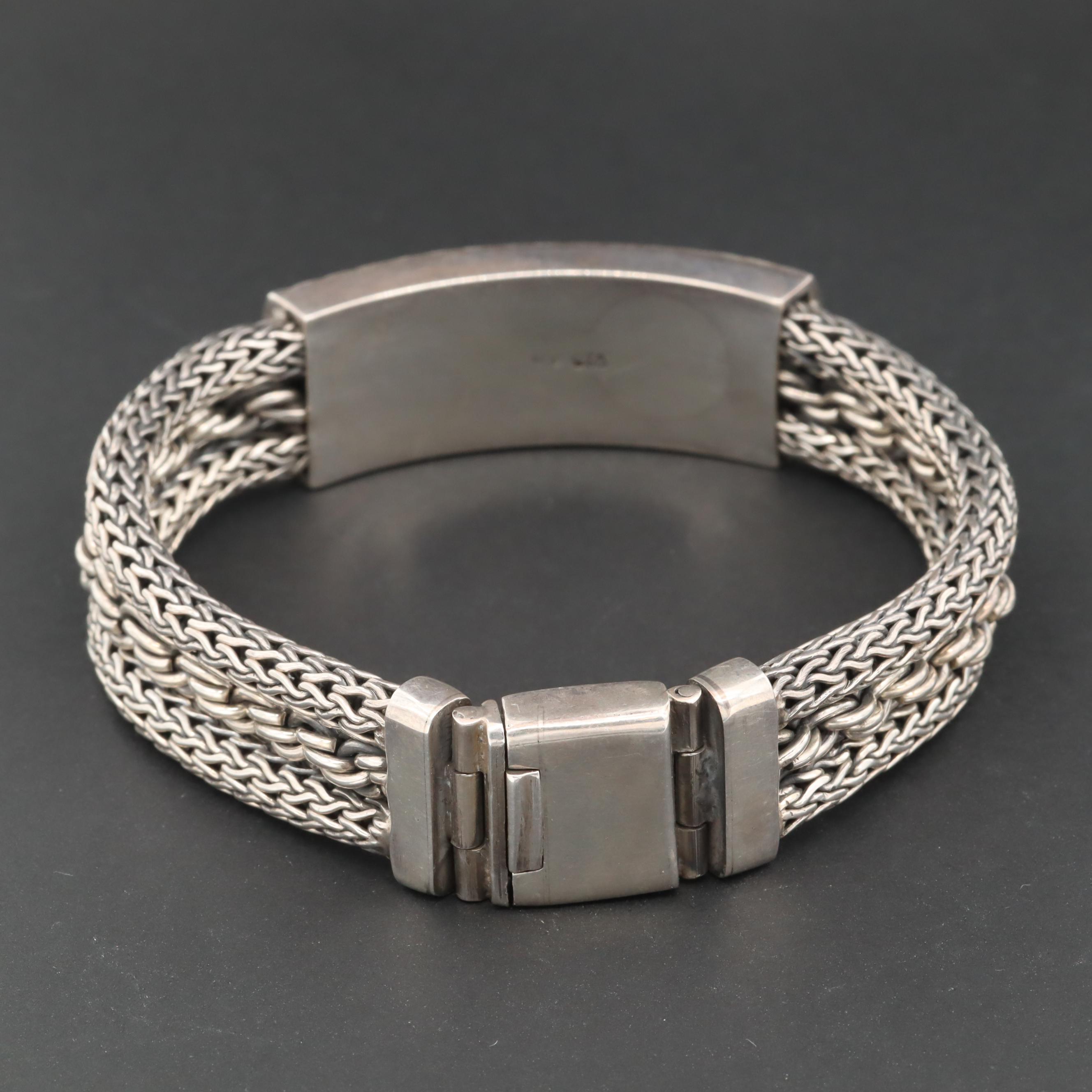 Sterling Silver Foxtail Dot Motif Bracelet