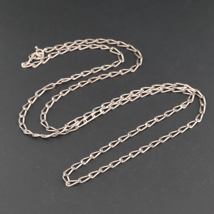 Mexican Sterling Silver Curb Link Chain Necklace