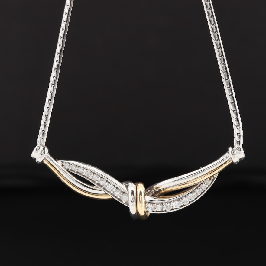 14K White and Yellow Gold Diamond Necklace