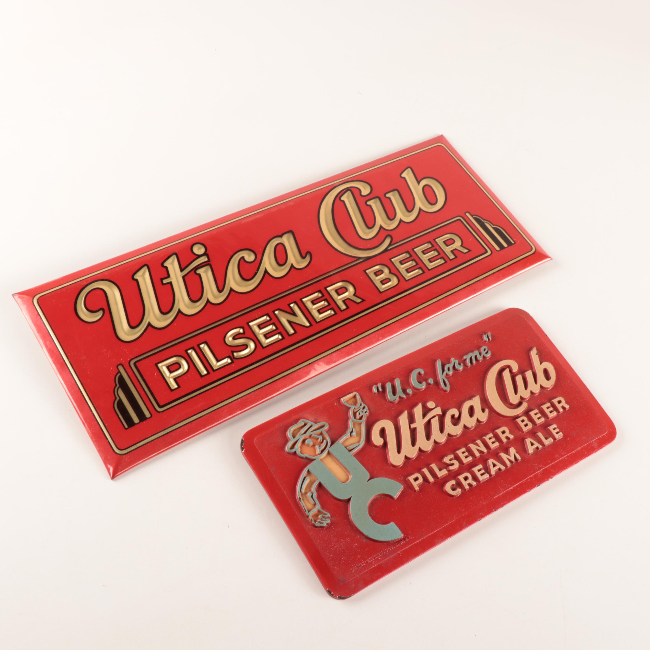 Utica Club Pilsener Beer Advertising Signs, Mid-Century