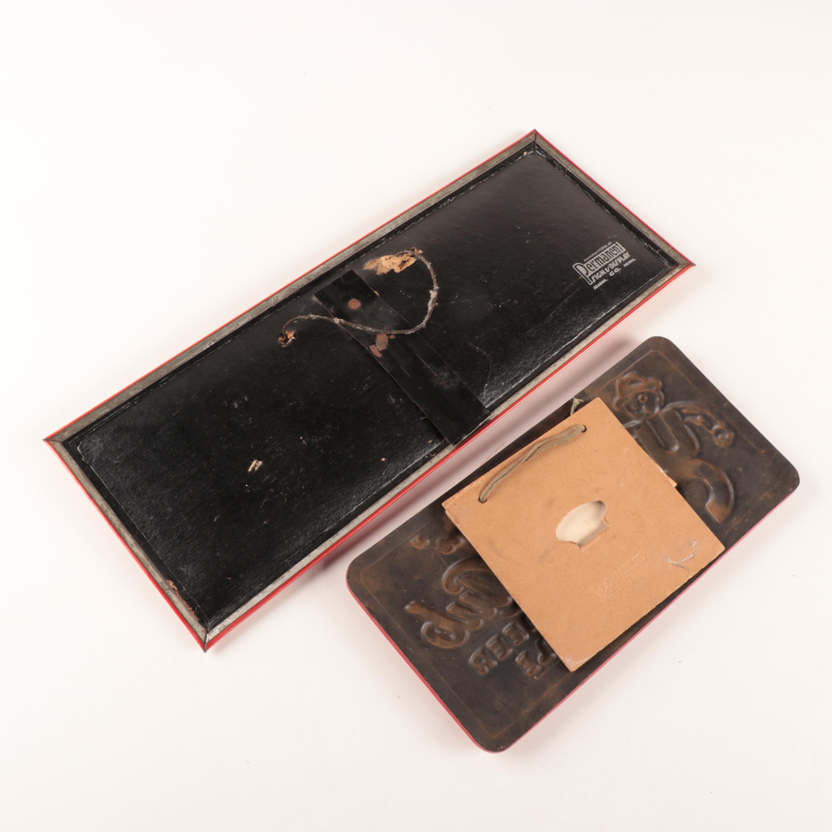 Utica Club Pilsener Beer Advertising Signs, Mid-Century