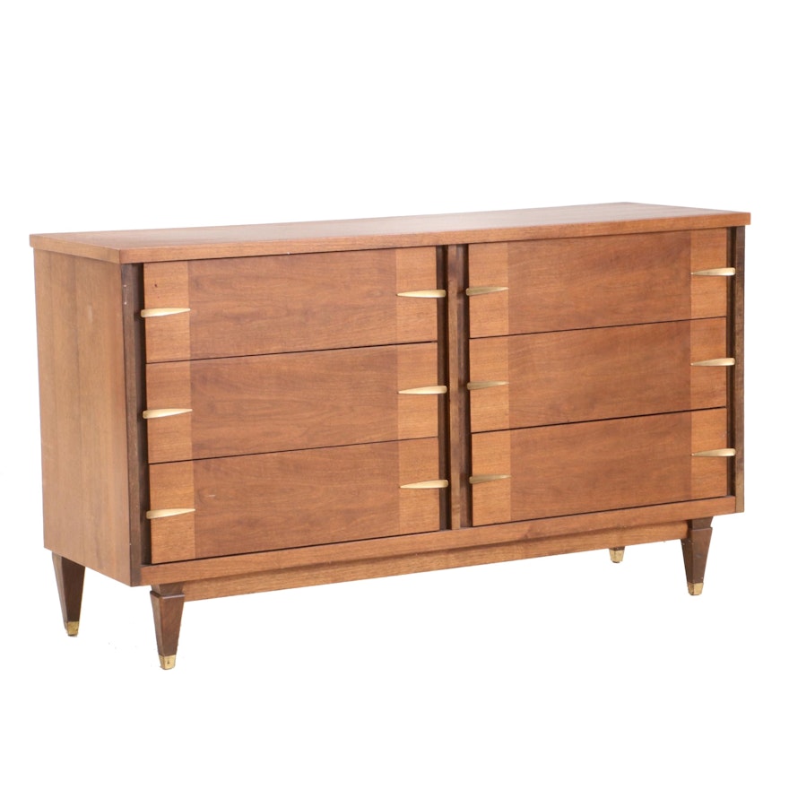 Basset Furniture Modern Style Walnut Chest of Drawers, Mid to Late 20th Century