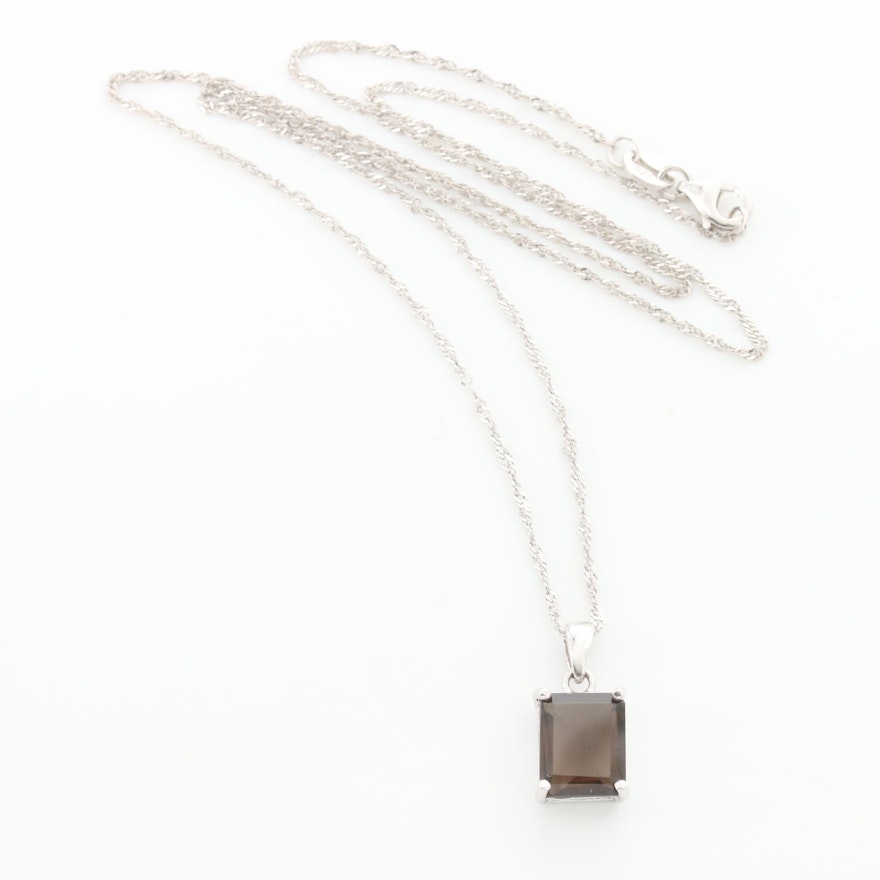 Sterling Silver Smoky Quartz Pendant Necklace