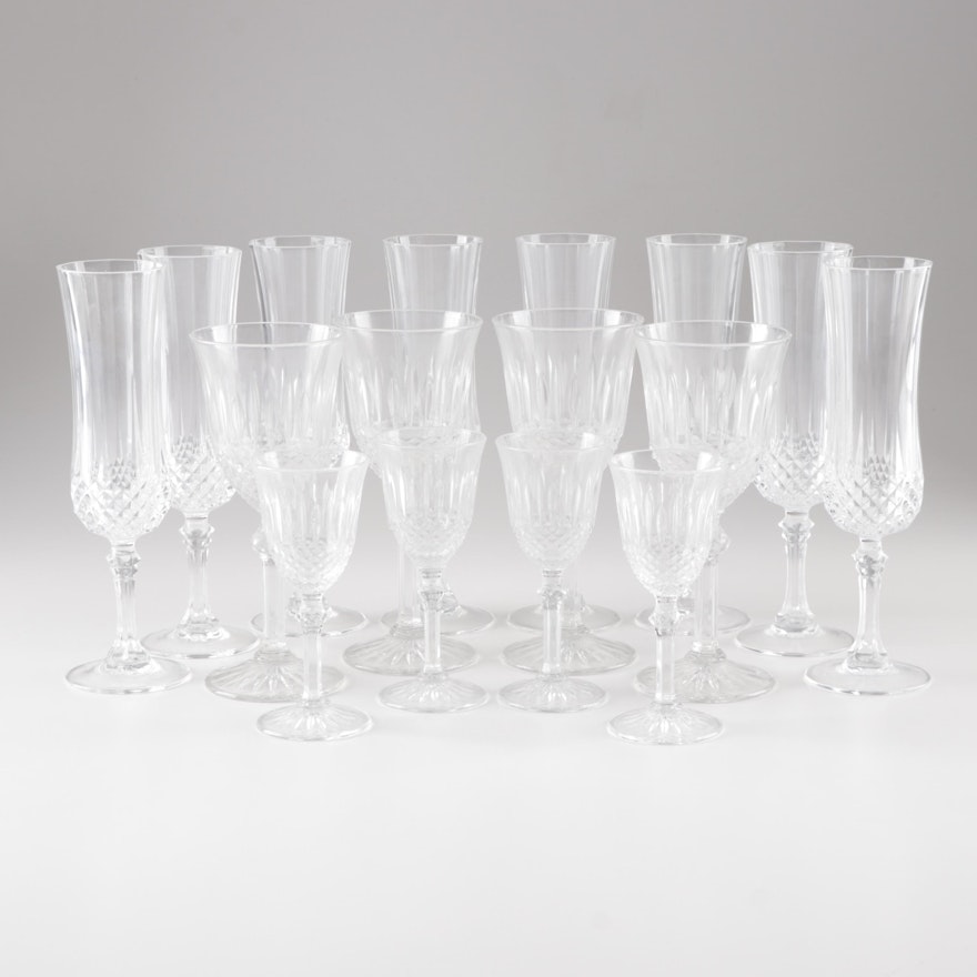 Glass Stemware including Cristal D'Arques-Durand "Longchamp" Champagne Flutes