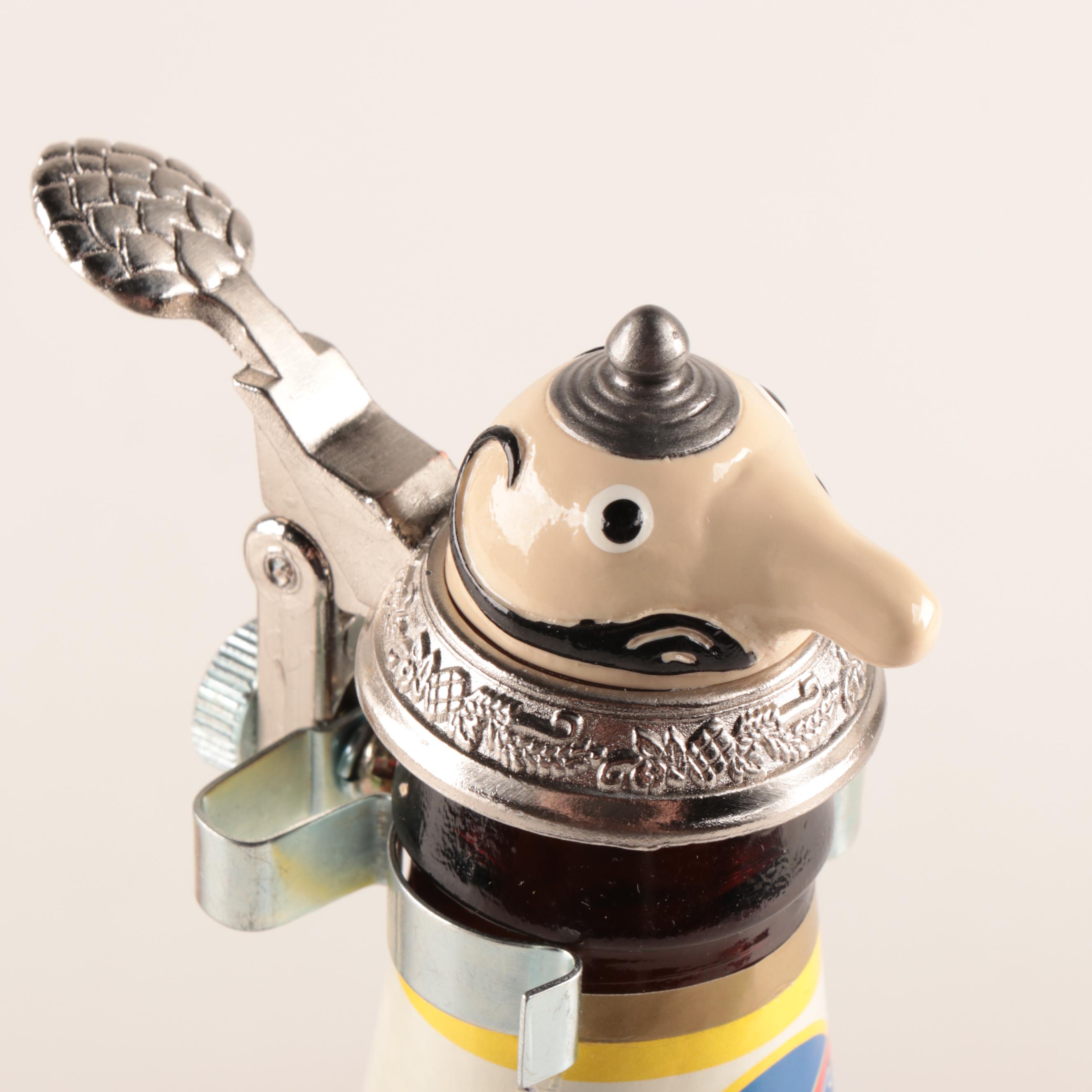 "Schultz & Dooley" Beer Bottle Stein Toppers with Utica Club Beer Bottles