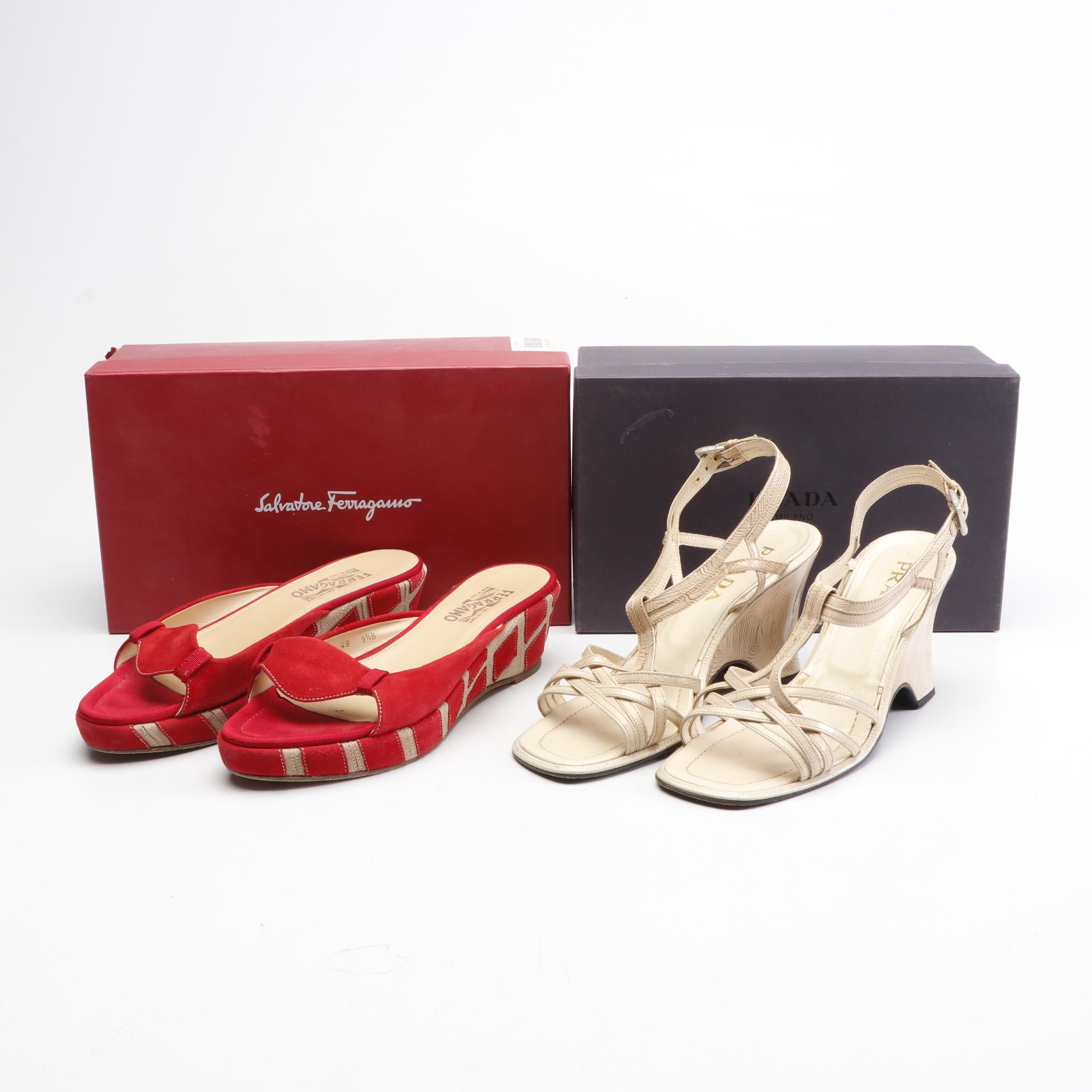 Prada and Salvatore Ferragamo Sandals