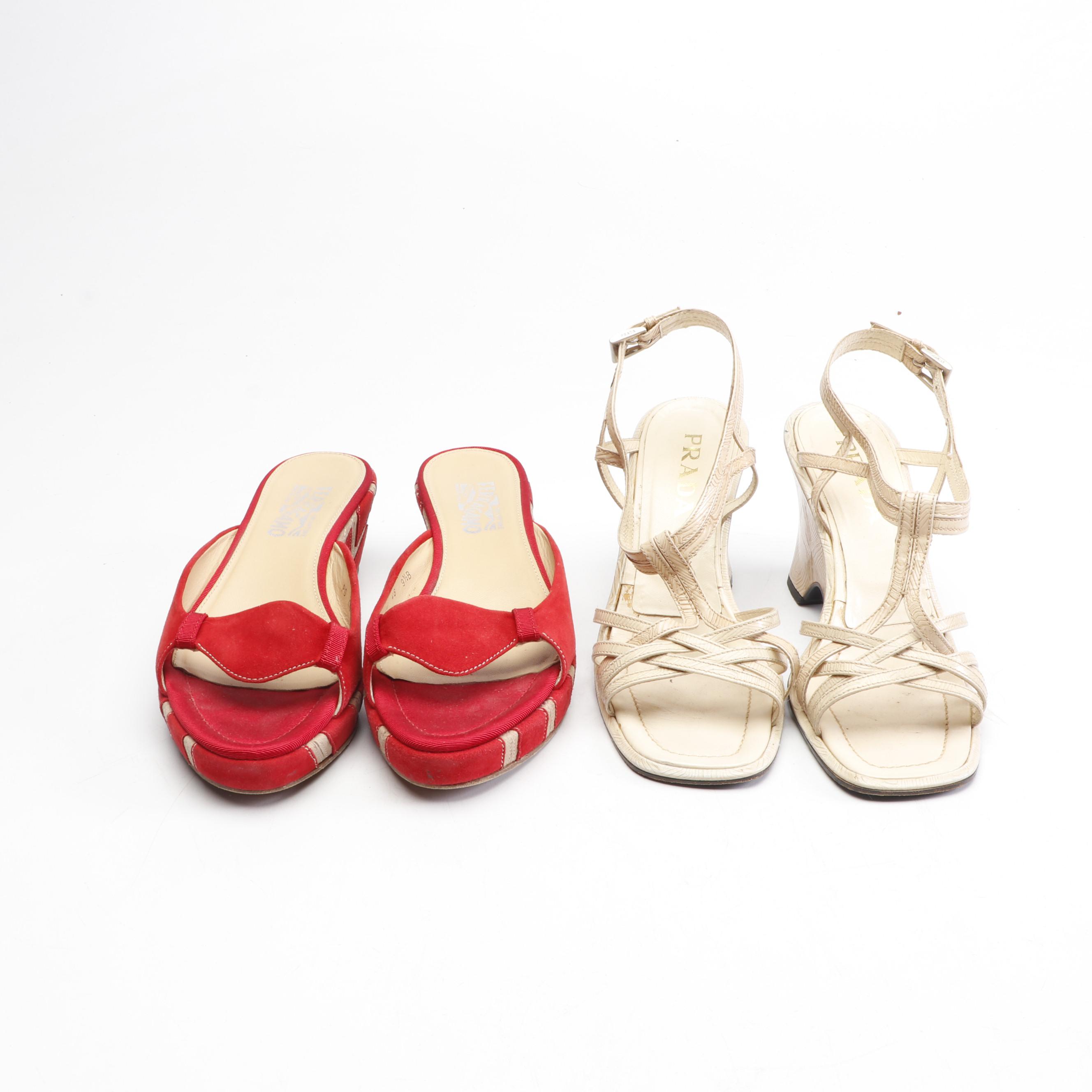 Prada and Salvatore Ferragamo Sandals