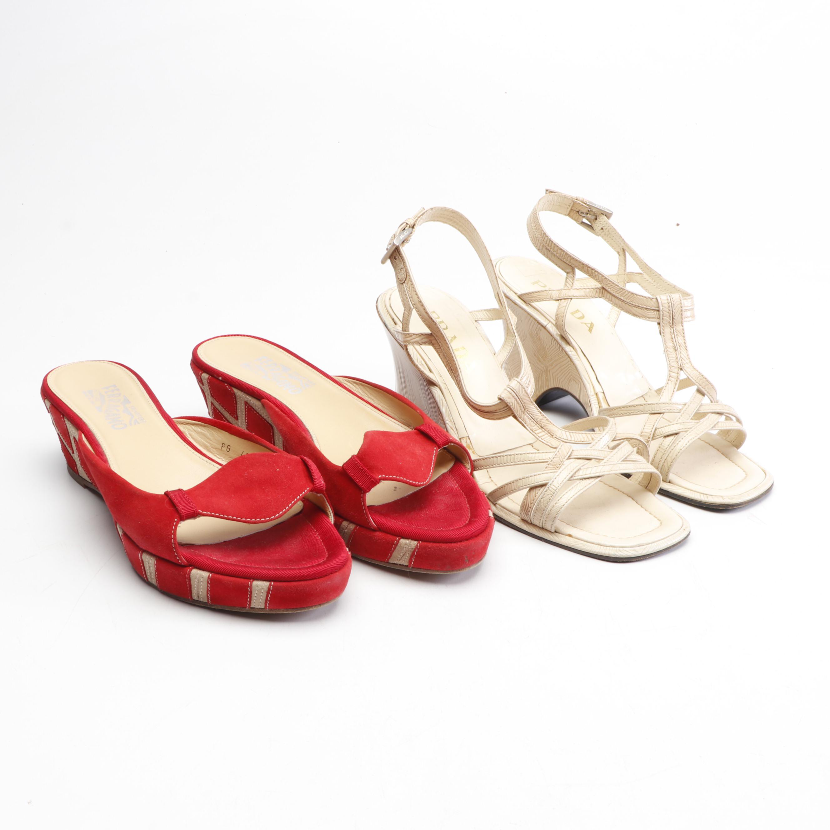 Prada and Salvatore Ferragamo Sandals