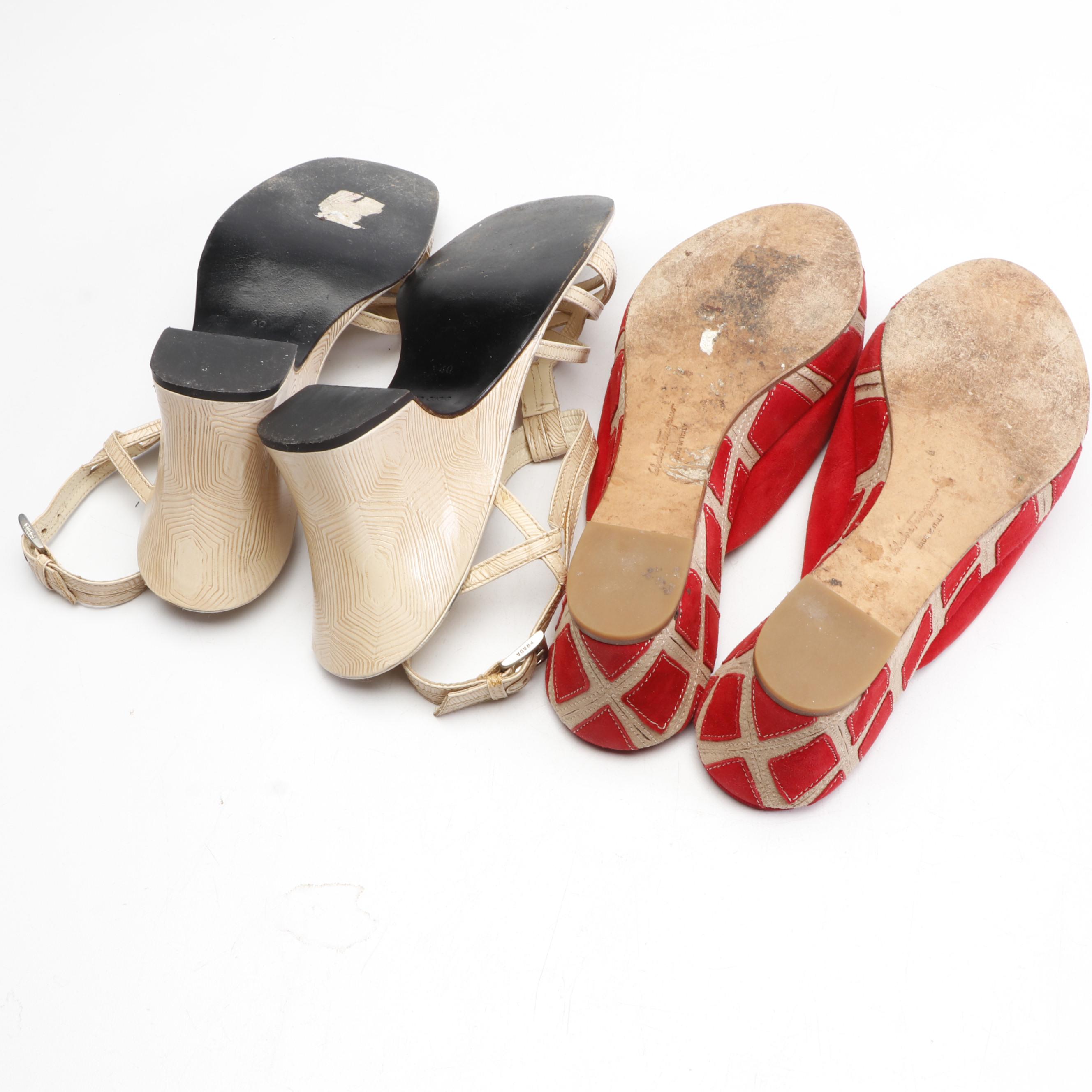 Prada and Salvatore Ferragamo Sandals